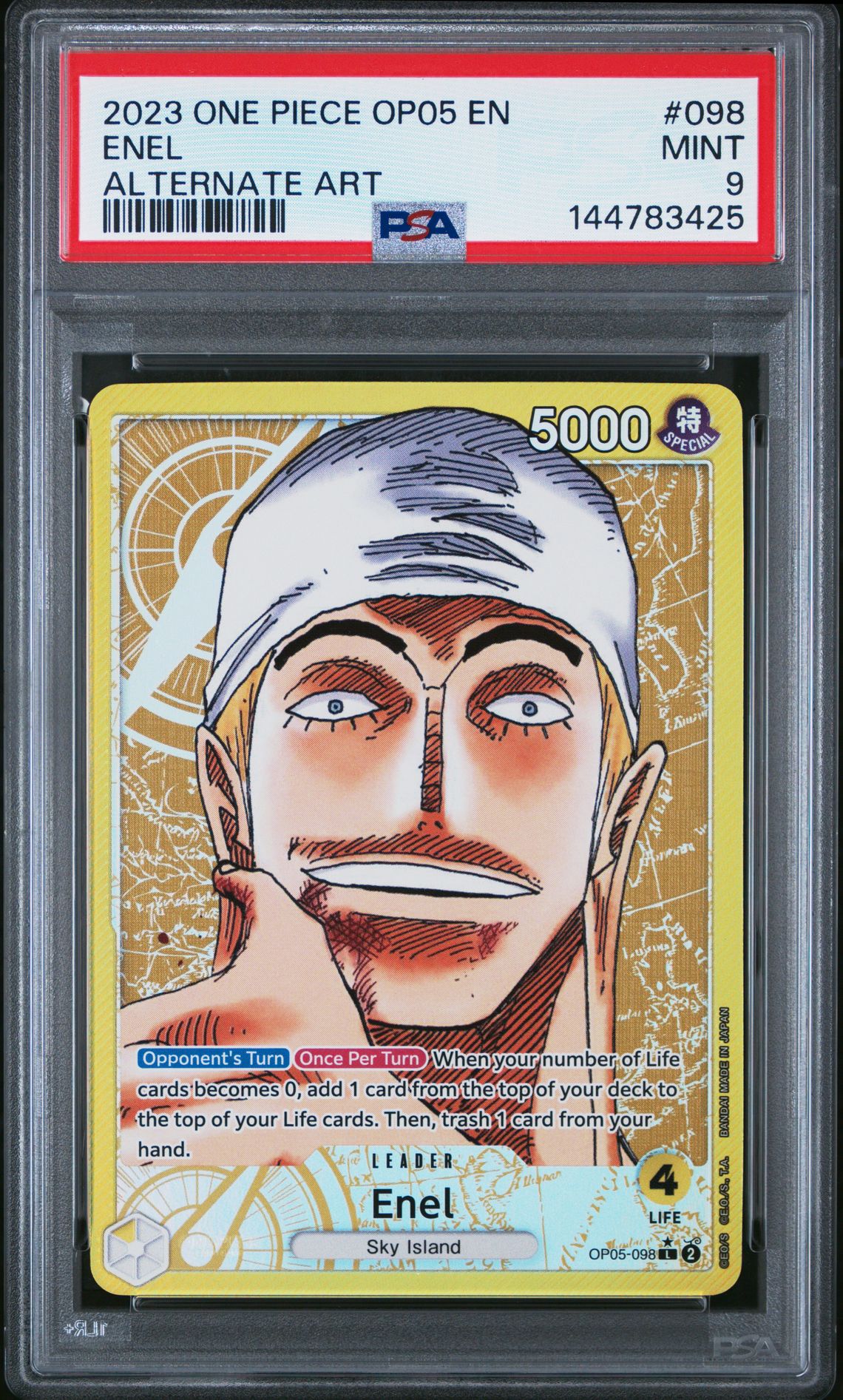 2023 One Piece Op05-Awakening Of The New Era Enel #098 (Alternate Art) Mint 9 front
