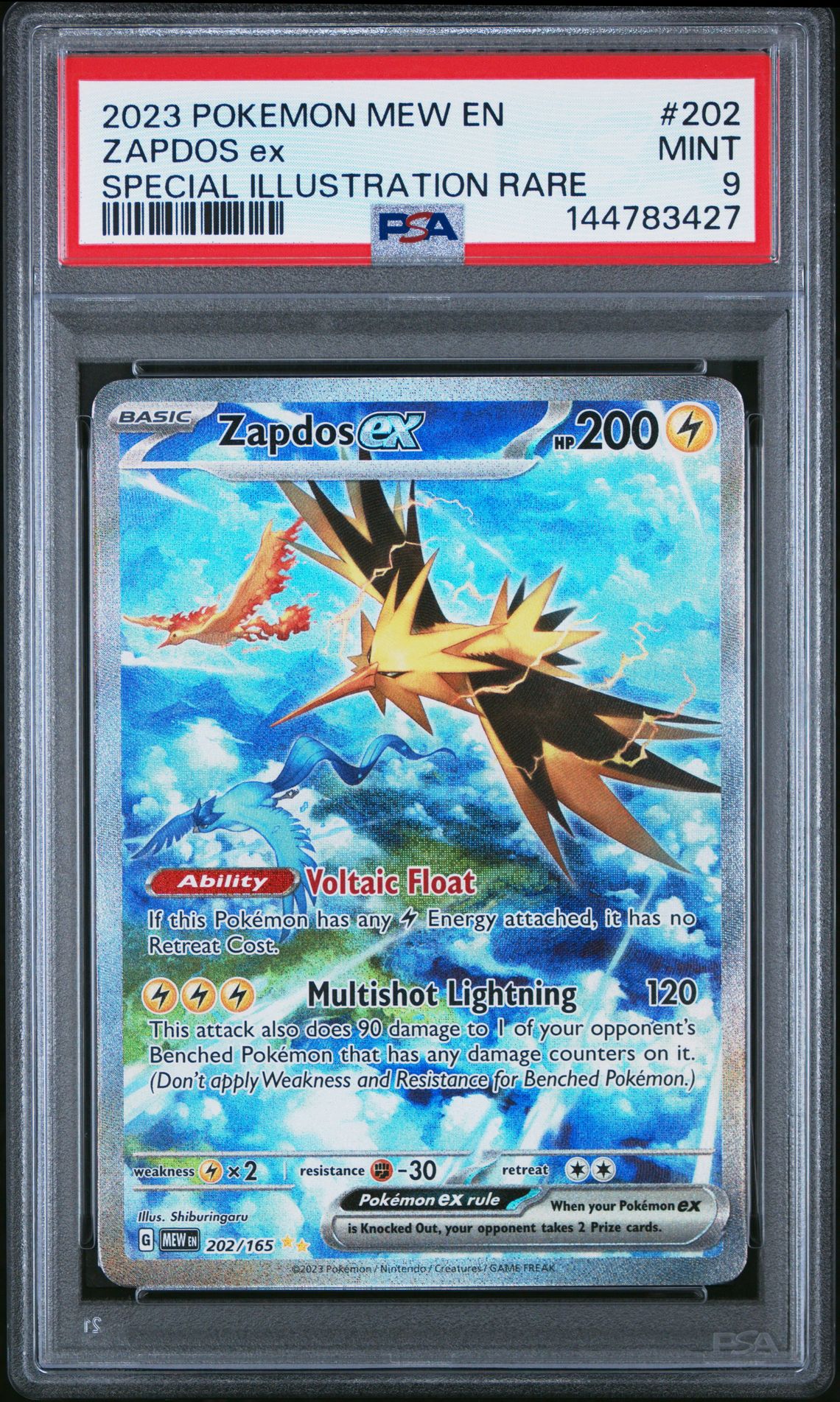 2023 Pokemon Mew En-151 Zapdos Ex #202 (Special Illustration Rare) Mint 9 front