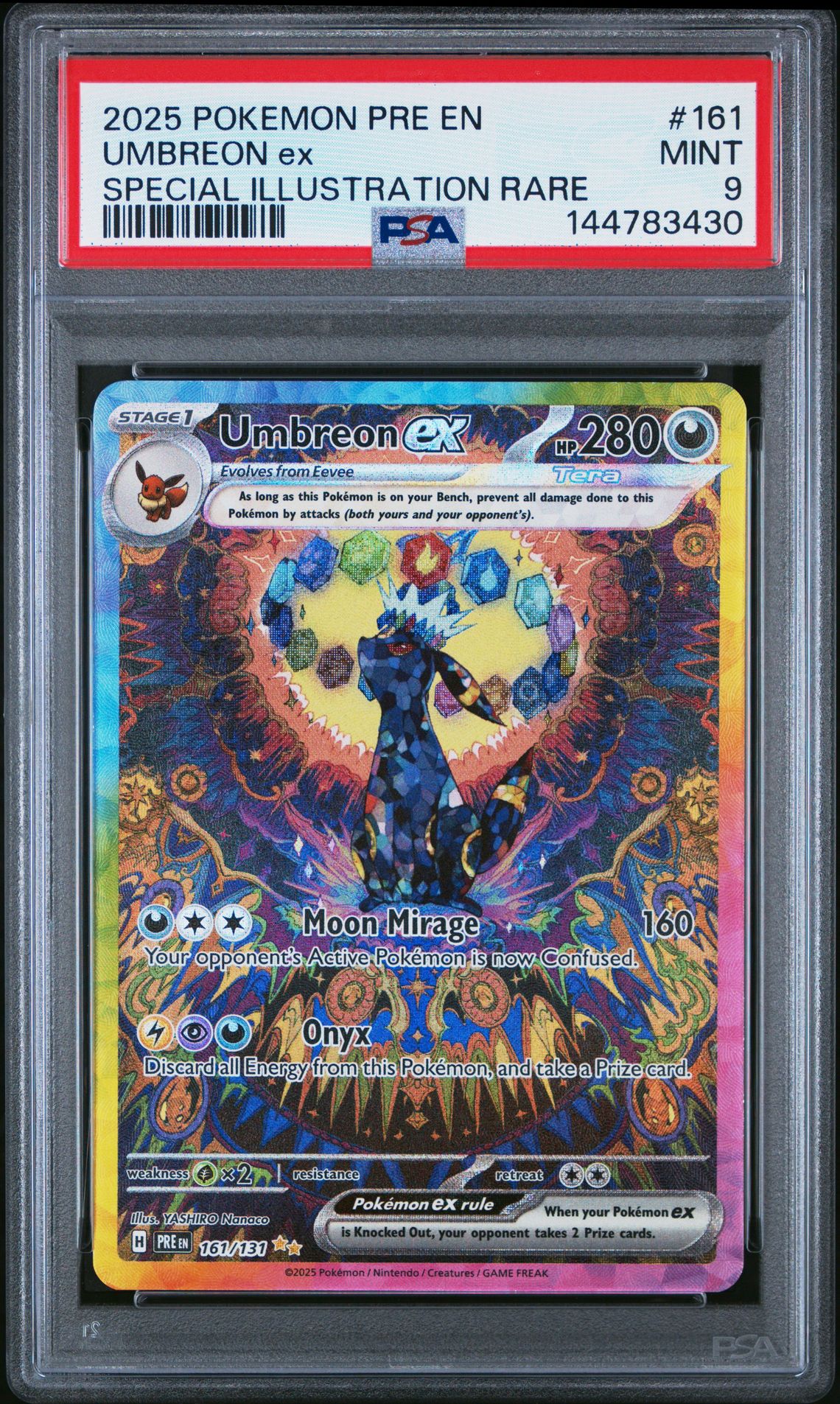 2025 Pokemon Pre En-Prismatic Evolutions Umbreon Ex #161 (Special Illustration Rare) Mint 9 front