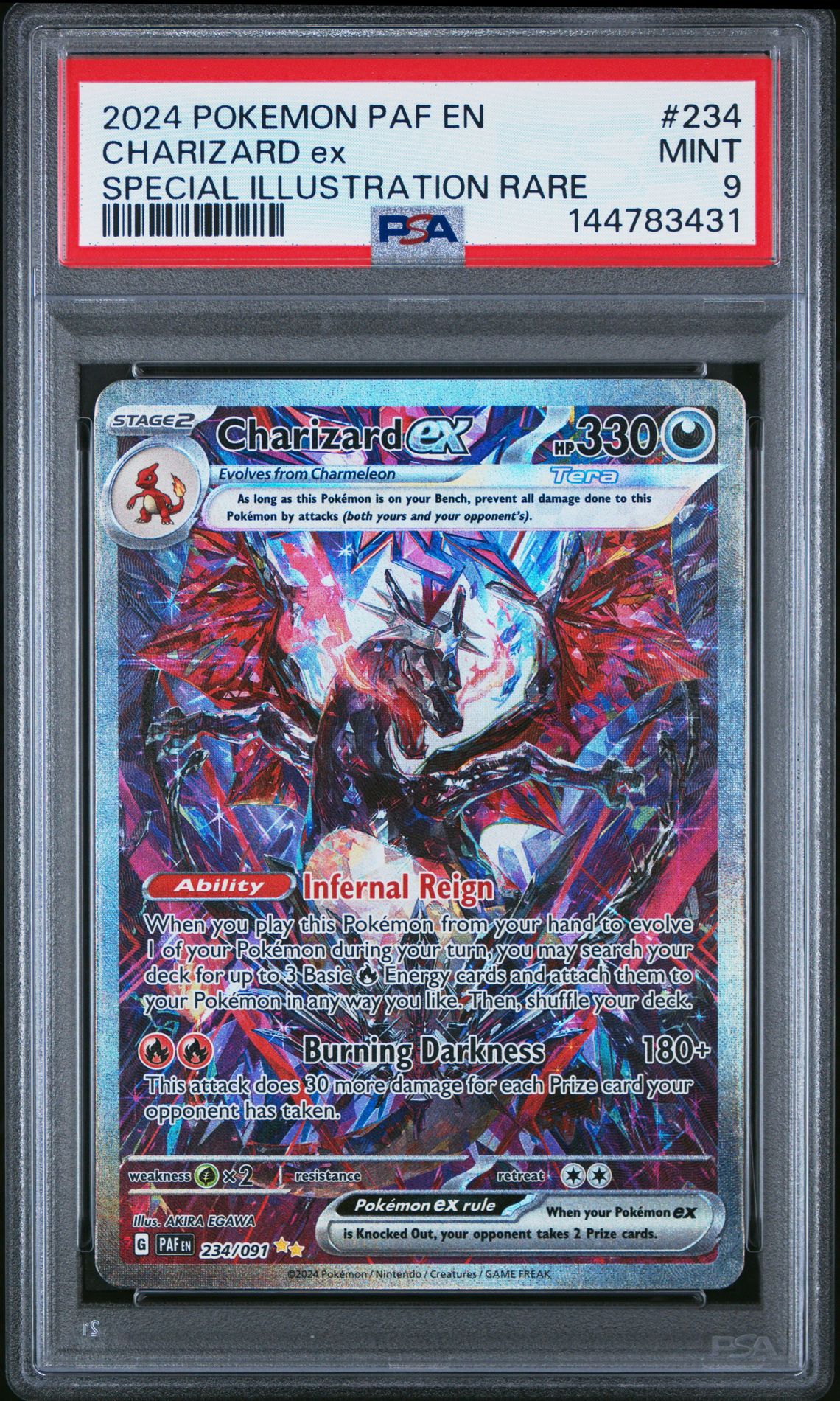 2024 Pokemon Paf En-Paldean Fates Charizard Ex #234 (Special Illustration Rare) Mint 9 front