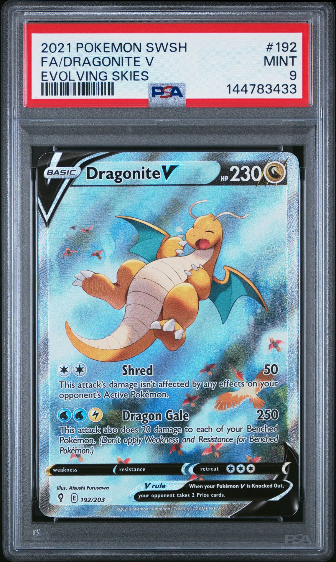 2021 Pokemon Sword & Shield Evolving Skies Fa/Dragonite V #192 (Evolving Skies) Mint 9 front