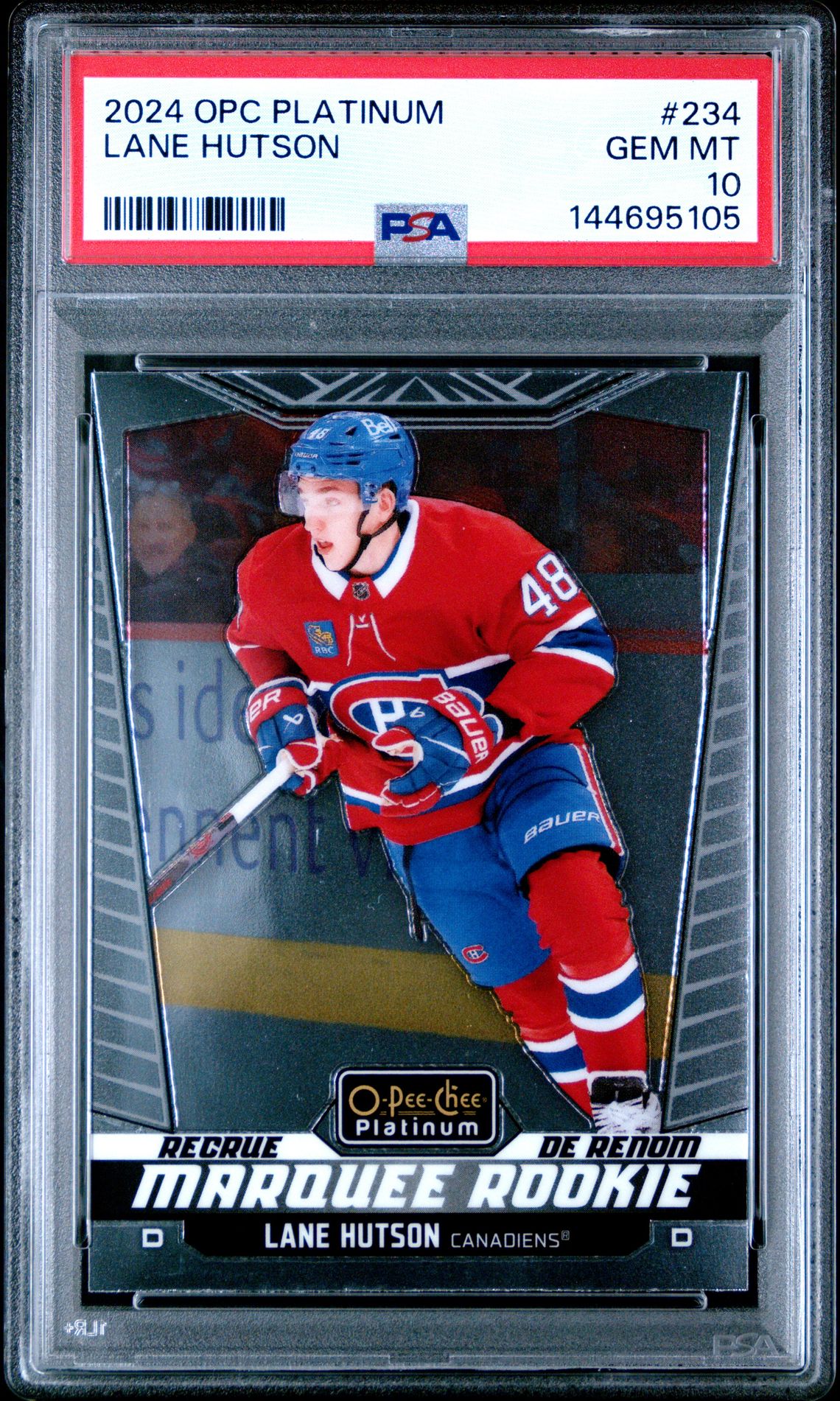 2024 Upper Deck O-Pee-Chee Platinum Lane Hutson #234 Gem Mt 10 front