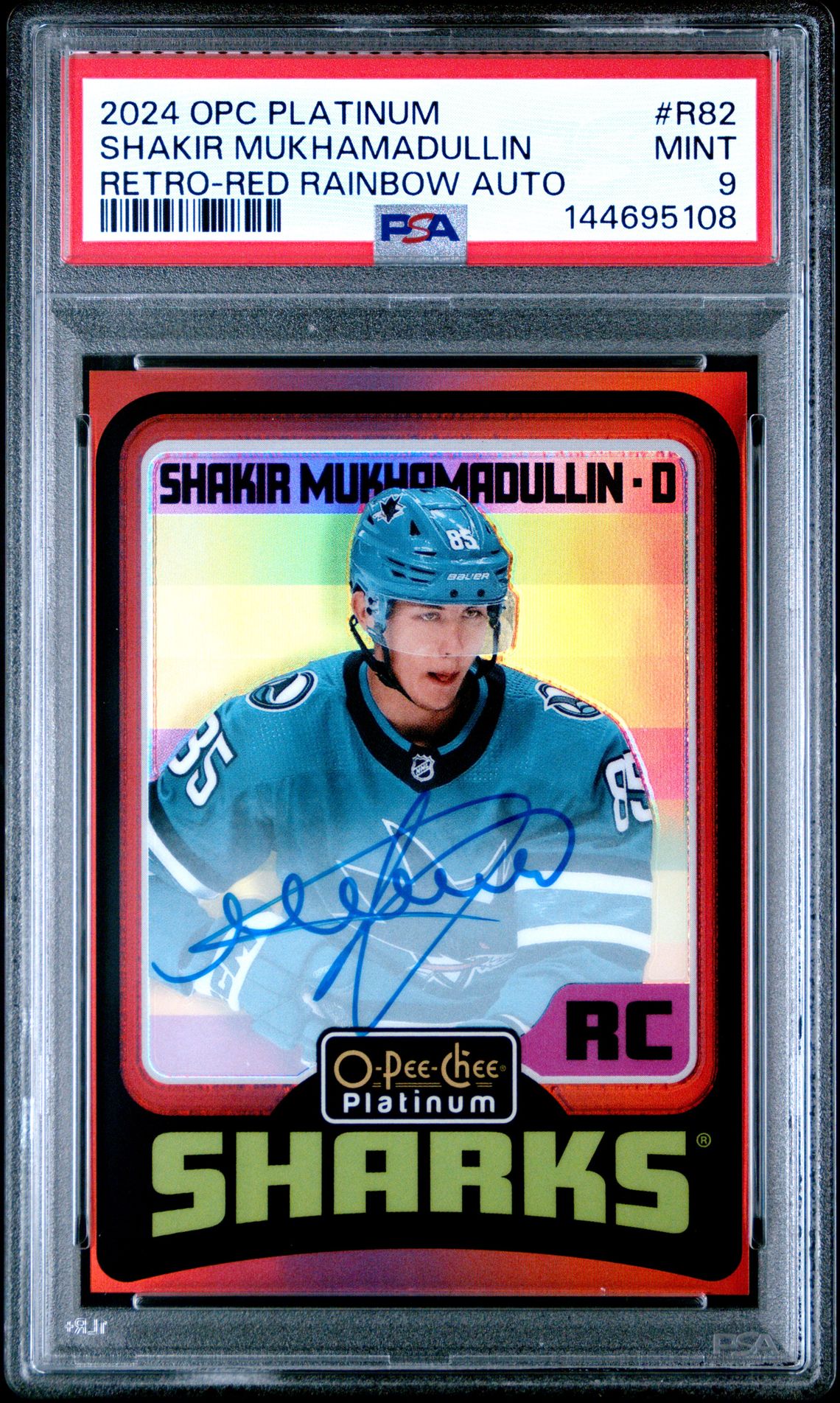 2024 Upper Deck O-Pee-Chee Platinum Retro Shakir Mukhamadullin #R82 (Retro-Red Rainbow Auto) Mint 9 front