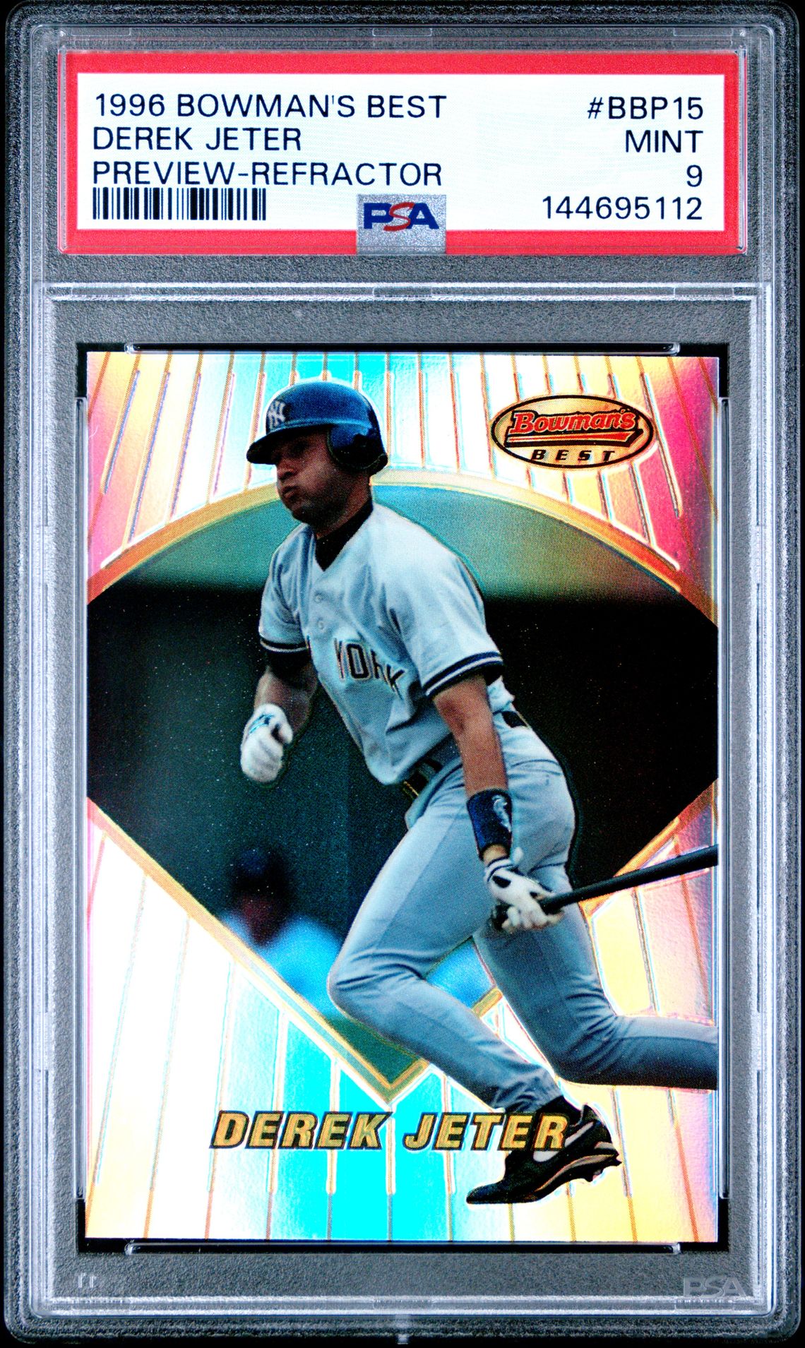 1996 Bowman's Best Preview Derek Jeter #Bbp15 (Preview-Refractor) Mint 9 front