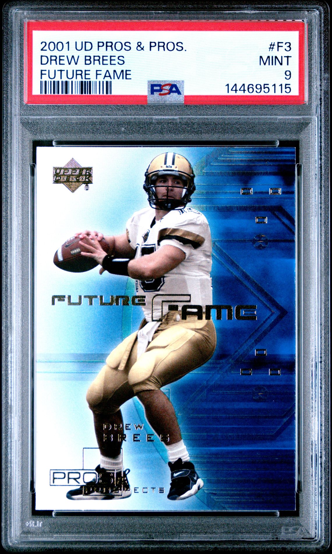 2001 Upper Deck Pros & Prospects Future Fame Drew Brees #F3 (Future Fame) Mint 9 front