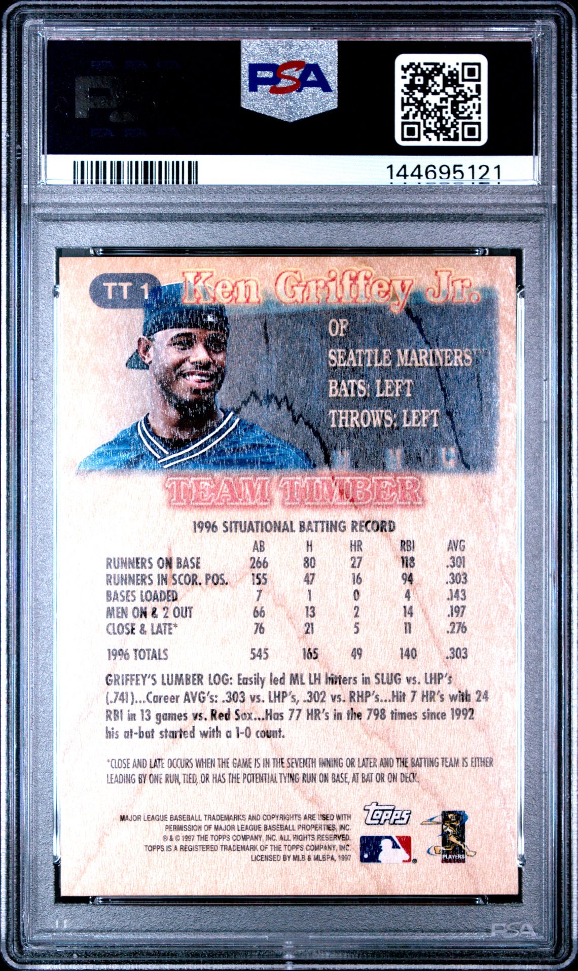 1997 Topps Team Timber Ken Griffey Jr. #Tt1 Gem Mt 10 back