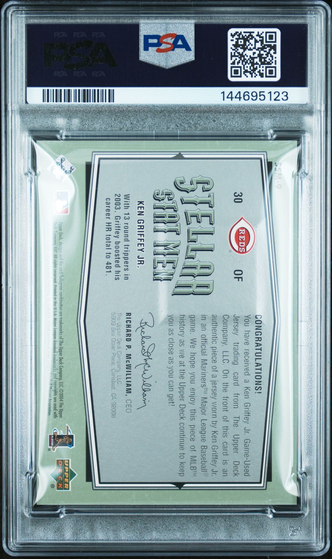 2004 Upper Deck Vintage Stellar Stat Men Ken Griffey Jr. #Ssm9 (Stellar Stat Men) Nm-Mt 8 back