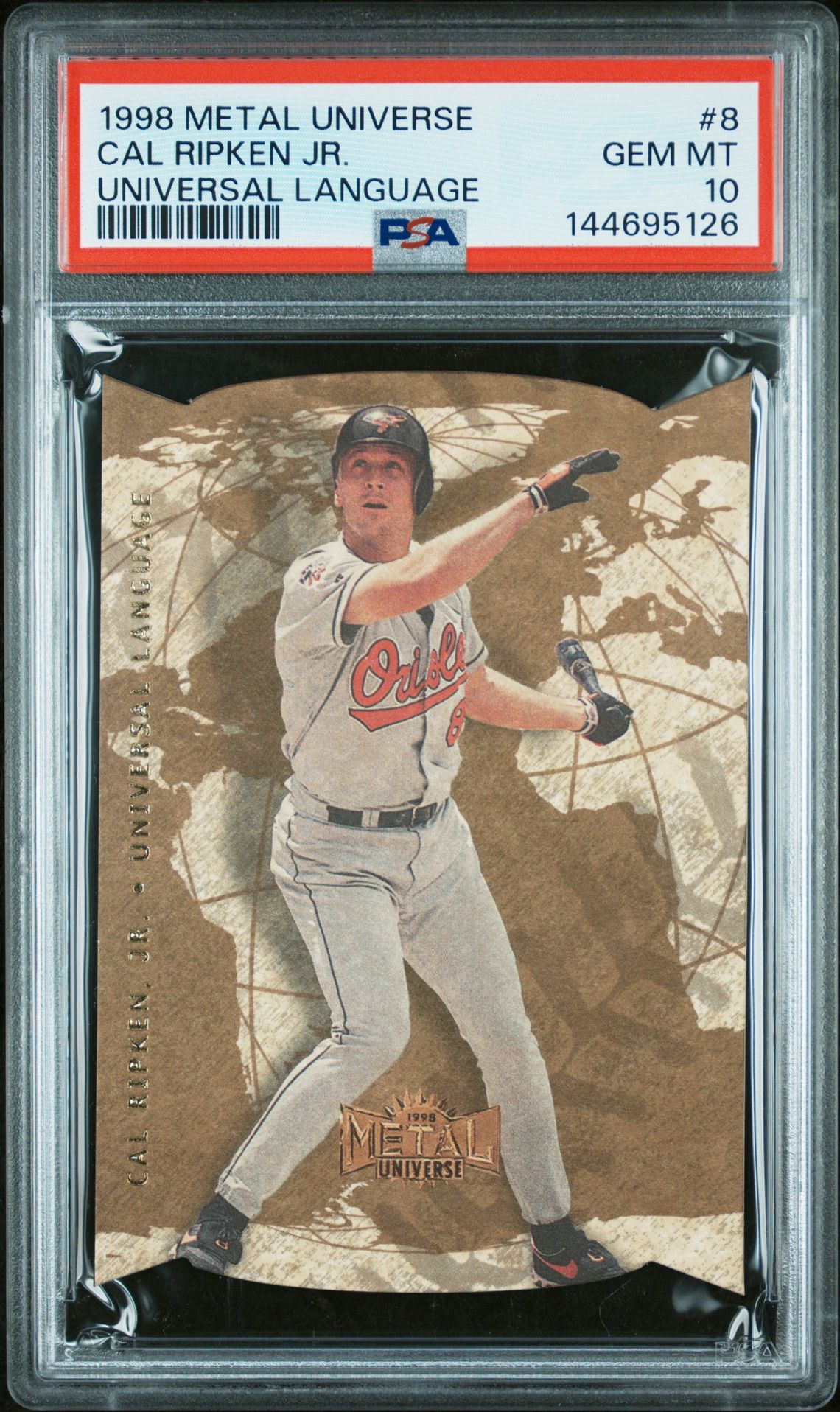 1998 Metal Universe Universal Language Cal Ripken Jr. #8 (Universal Language) Gem Mt 10 front