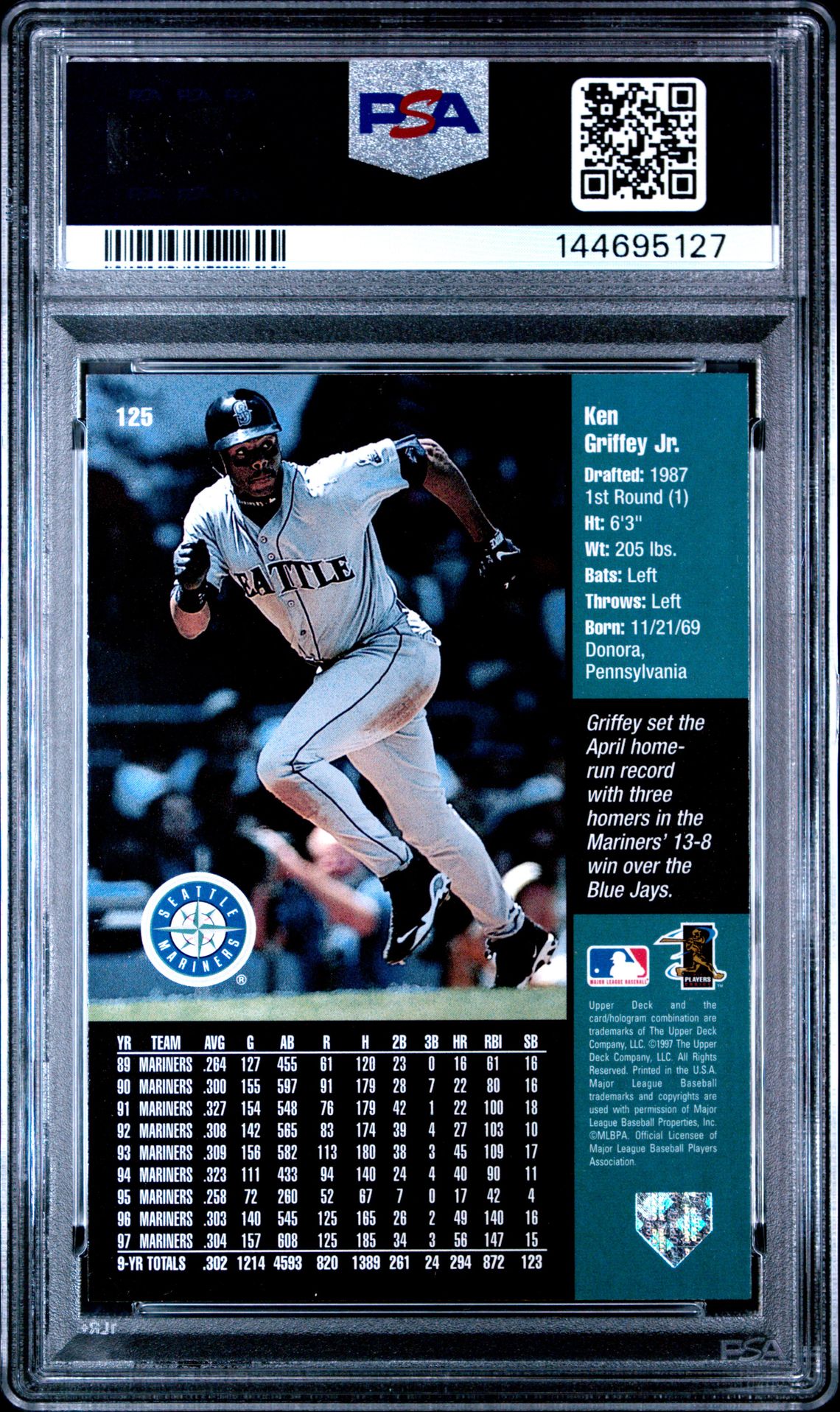 1998 Upper Deck Special F/X Ken Griffey Jr. #125 (Special F/X) Mint 9 back