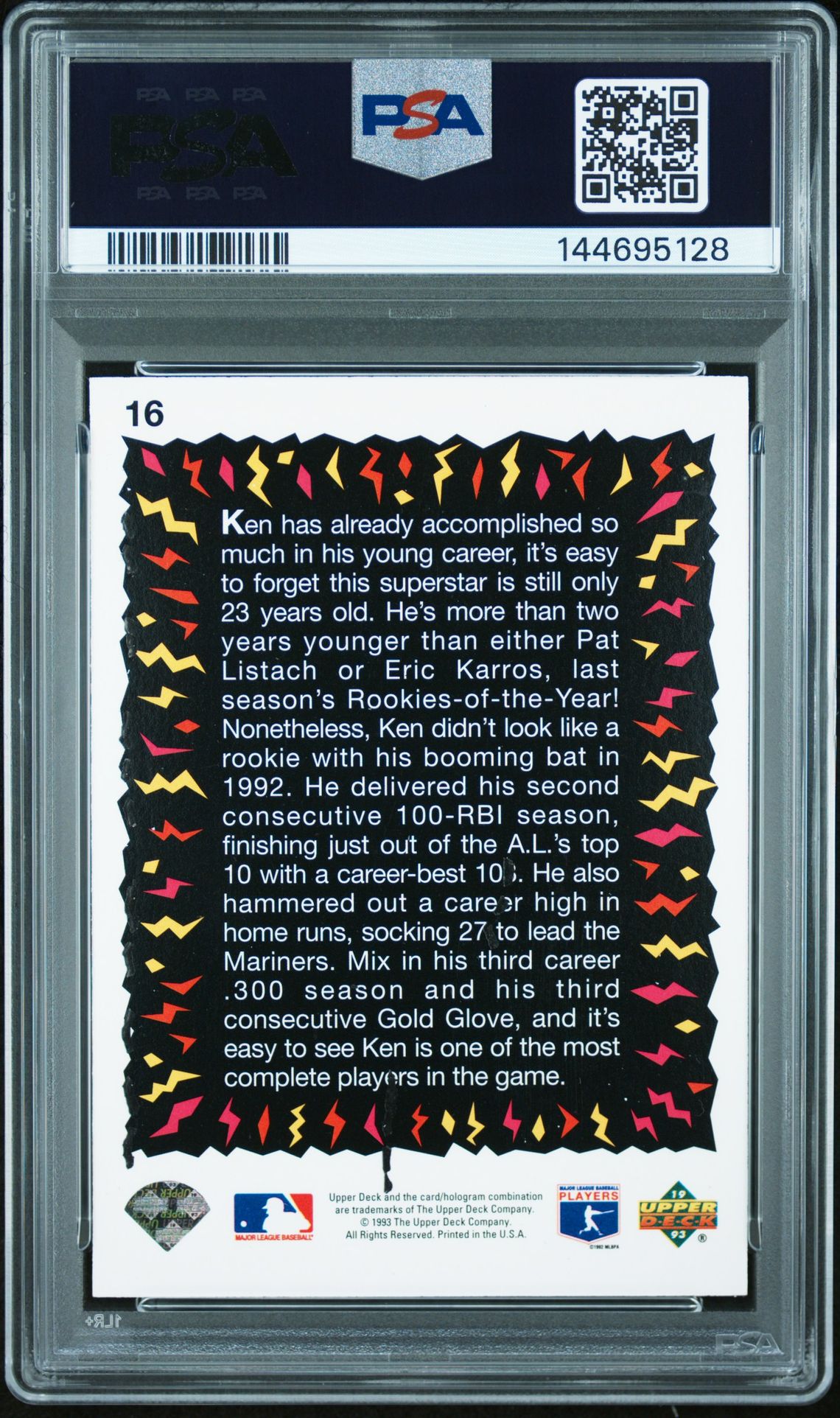 1993 Upper Deck Fun Packs Ken Griffey Jr. #16 Nm-Mt 8 back
