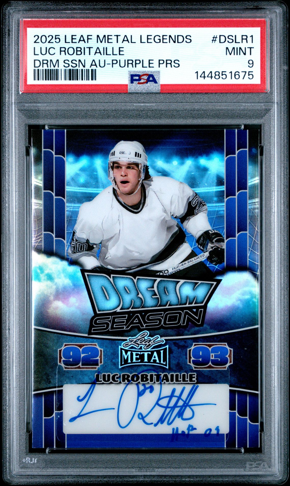 2025 Leaf Metal Legends Dream Season Autographs Luc Robitaille #Dslr1 (Drm Ssn Au-Purple Prs) Mint 9 front
