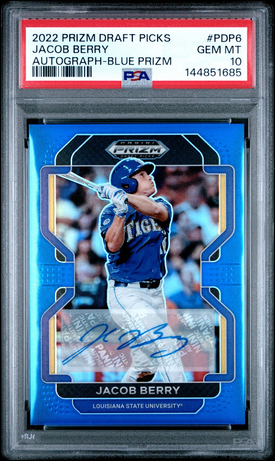 2022 Panini Prizm Draft Picks Jacob Berry #Pdp6 (Autograph-Blue Prizm) Gem Mt 10 front