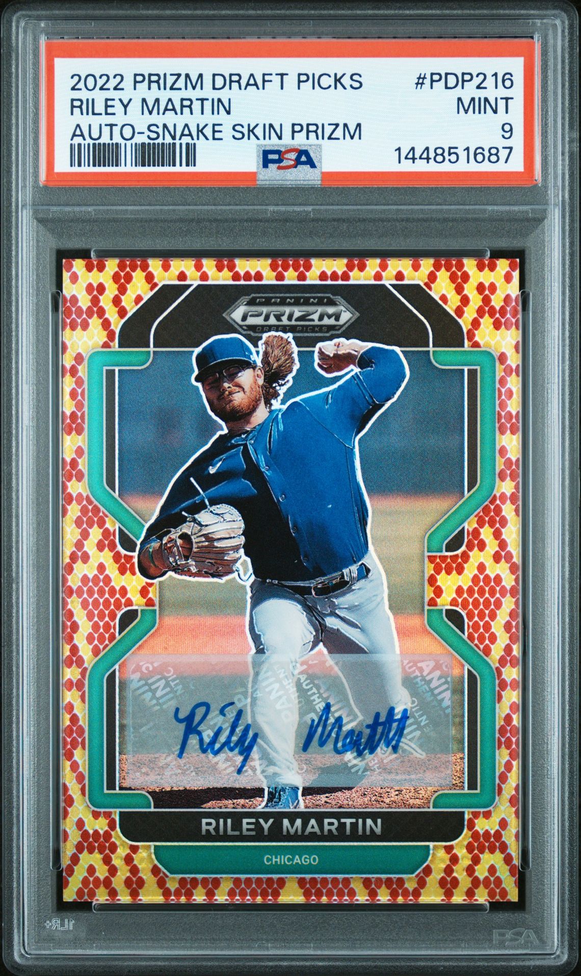 2022 Panini Prizm Draft Picks Riley Martin #Pdp216 (Auto-Snake Skin Prizm) Mint 9 front