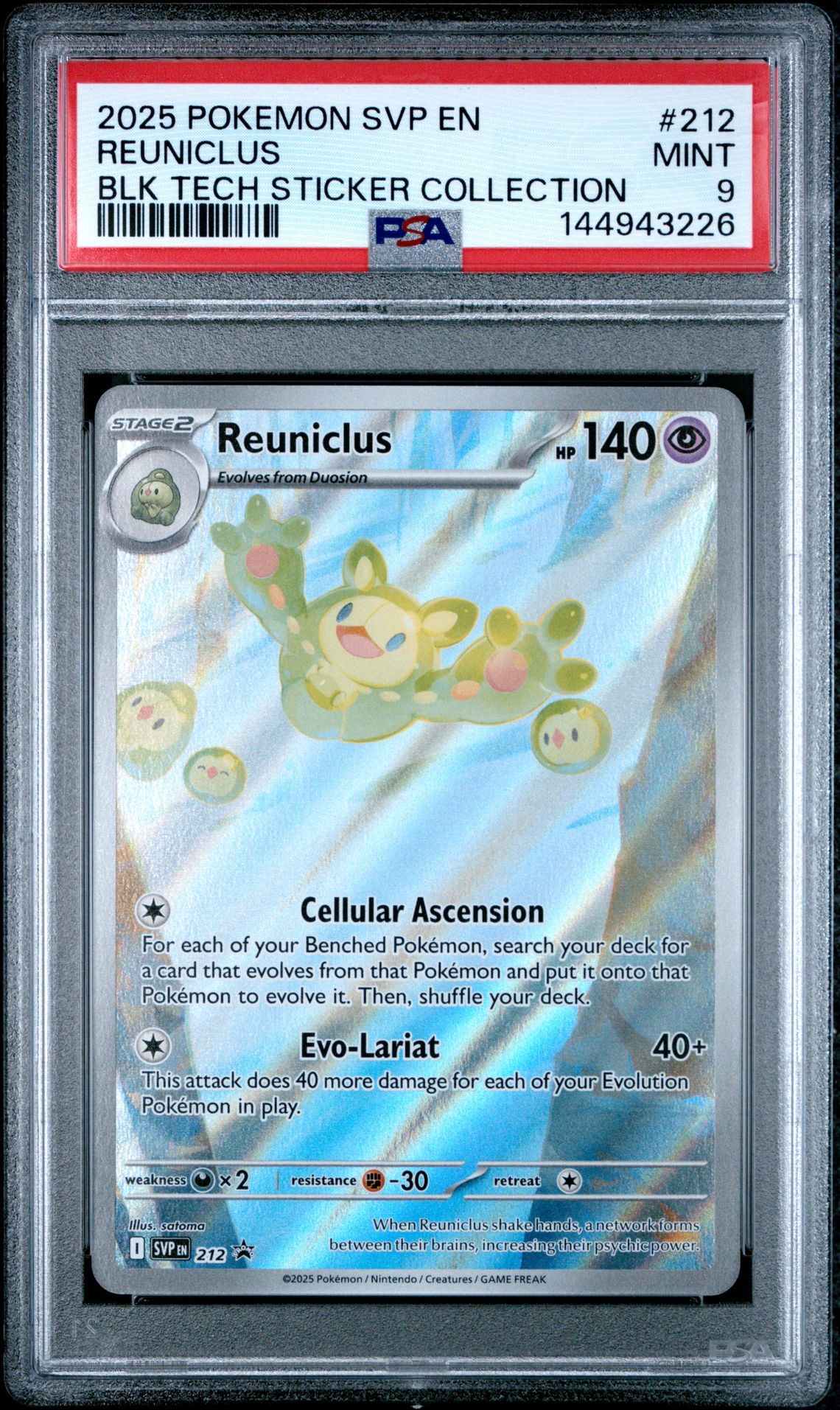 2025 Pokemon Svp En-Sv Black Star Promo Reuniclus #212 (Blk Tech Sticker Collection) Mint 9 front
