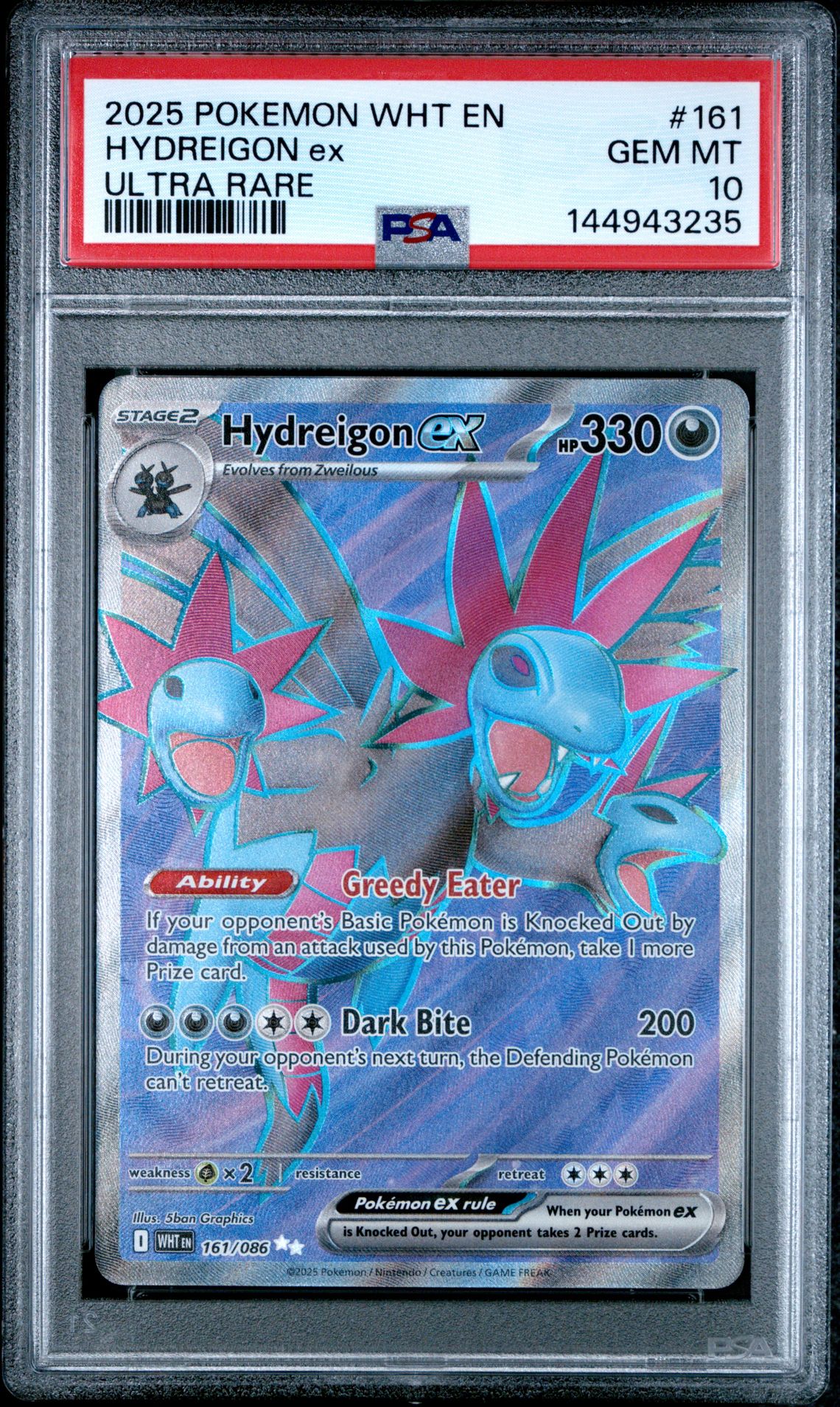 2025 Pokemon Wht En-White Flare Hydreigon Ex #161 (Ultra Rare) Gem Mt 10 front