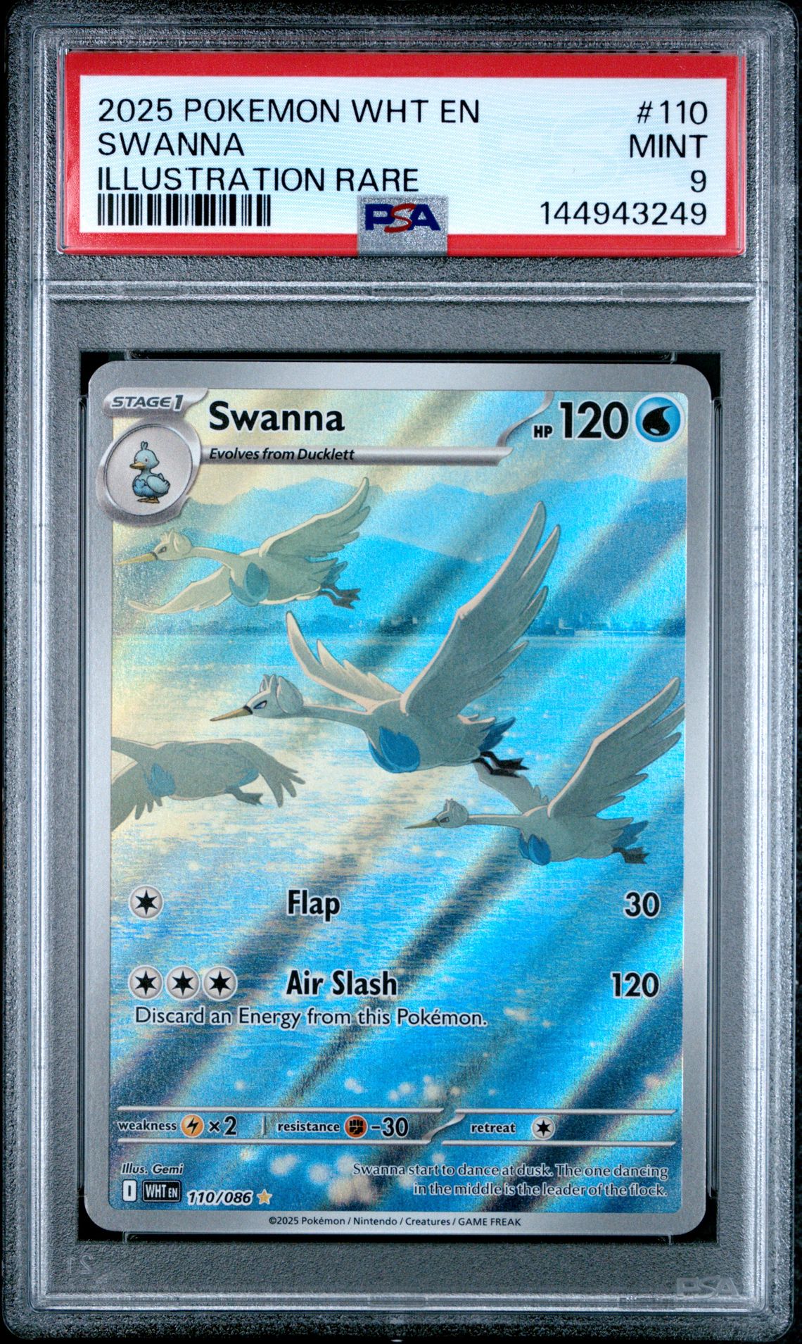 2025 Pokemon Wht En-White Flare Swanna #110 (Illustration Rare) Mint 9 front