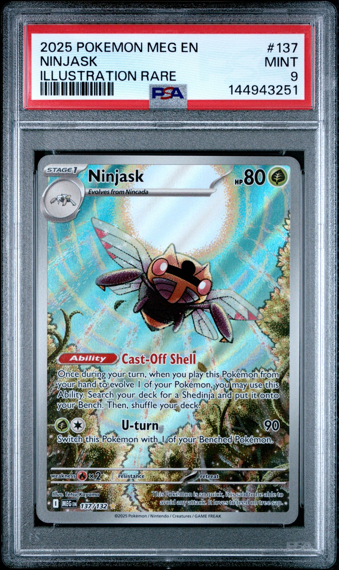 2025 Pokemon Meg En-Mega Evolution Ninjask #137 (Illustration Rare) Mint 9 front