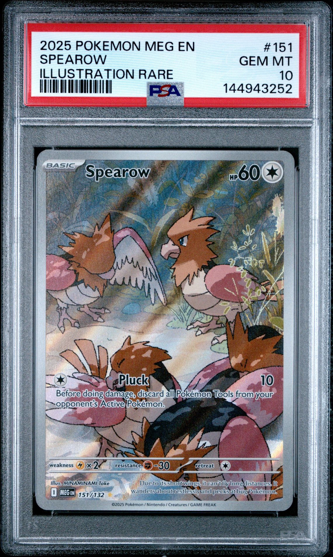 2025 Pokemon Meg En-Mega Evolution Spearow #151 (Illustration Rare) Gem Mt 10 front