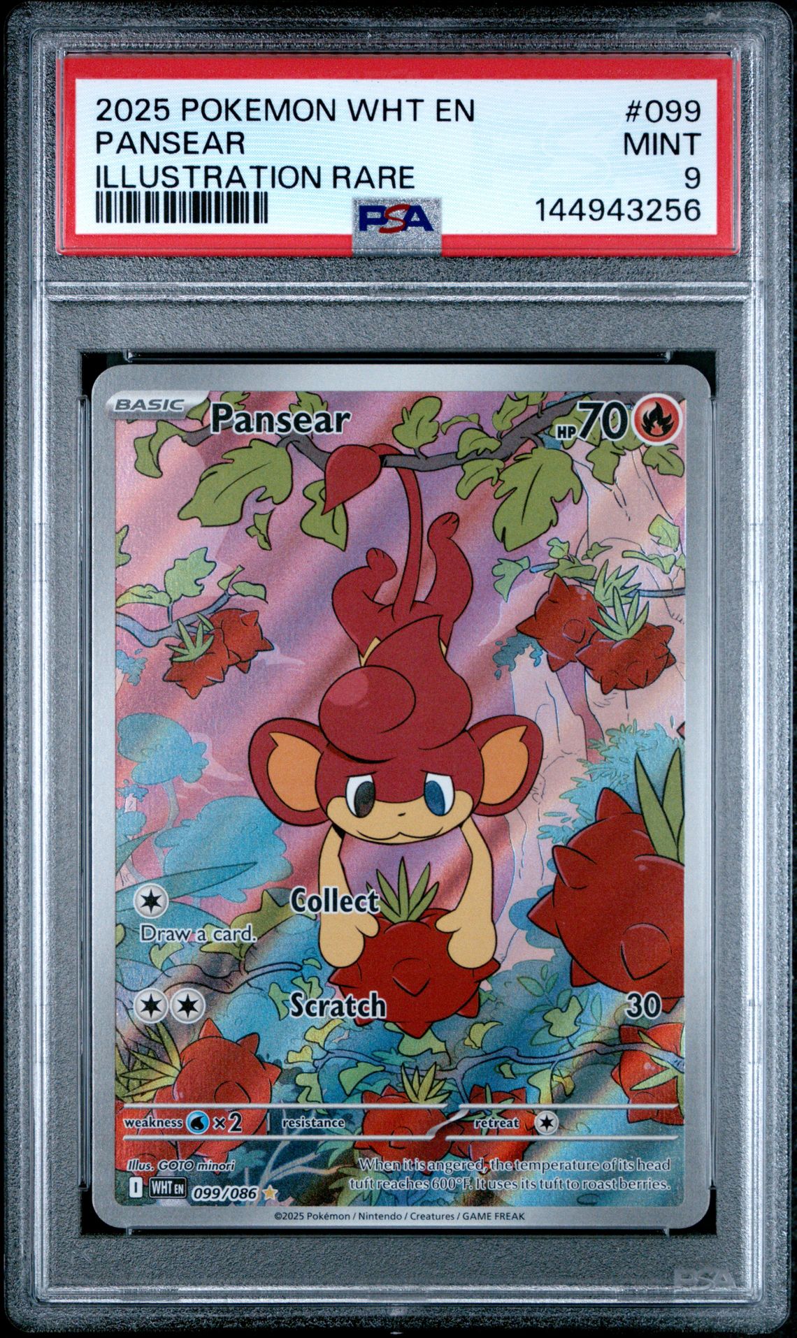 2025 Pokemon Wht En-White Flare Pansear #099 (Illustration Rare) Mint 9 front