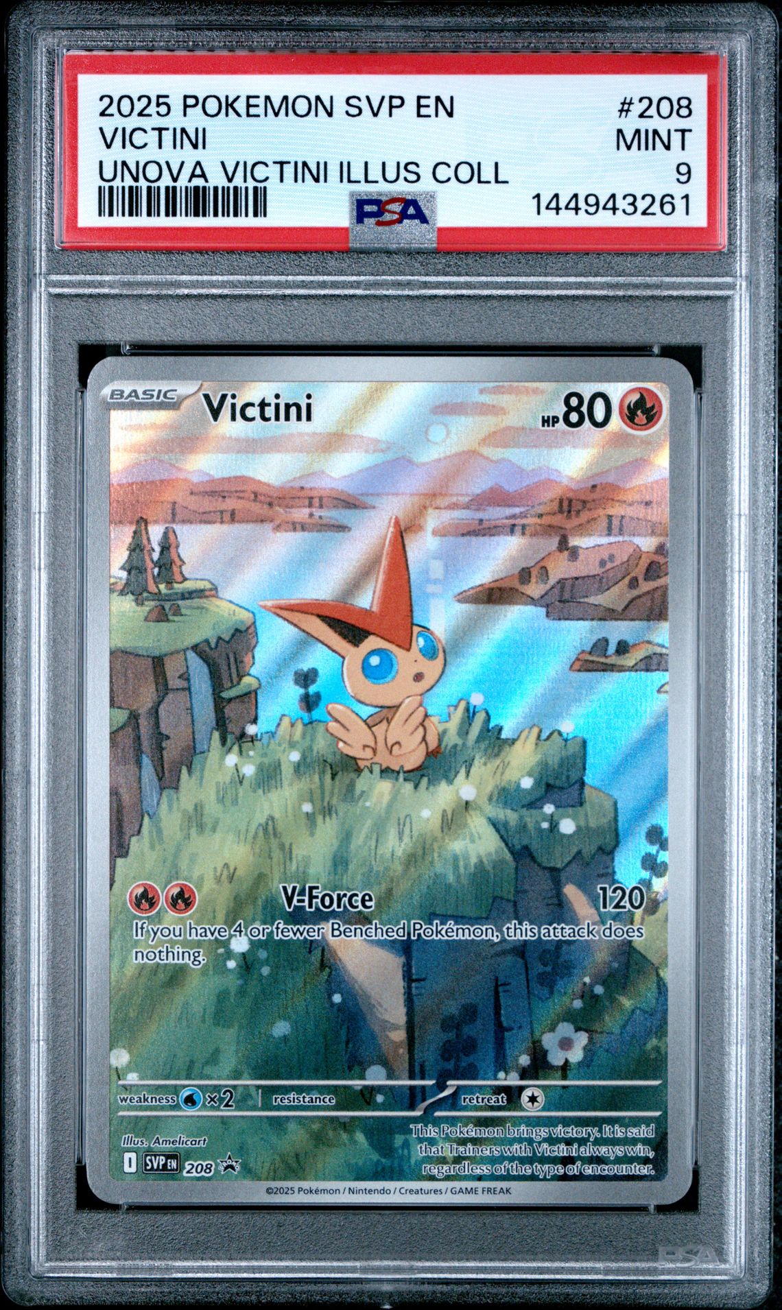 2025 Pokemon Svp En-Sv Black Star Promo Victini #208 (Unova Victini Illus Coll) Mint 9 front