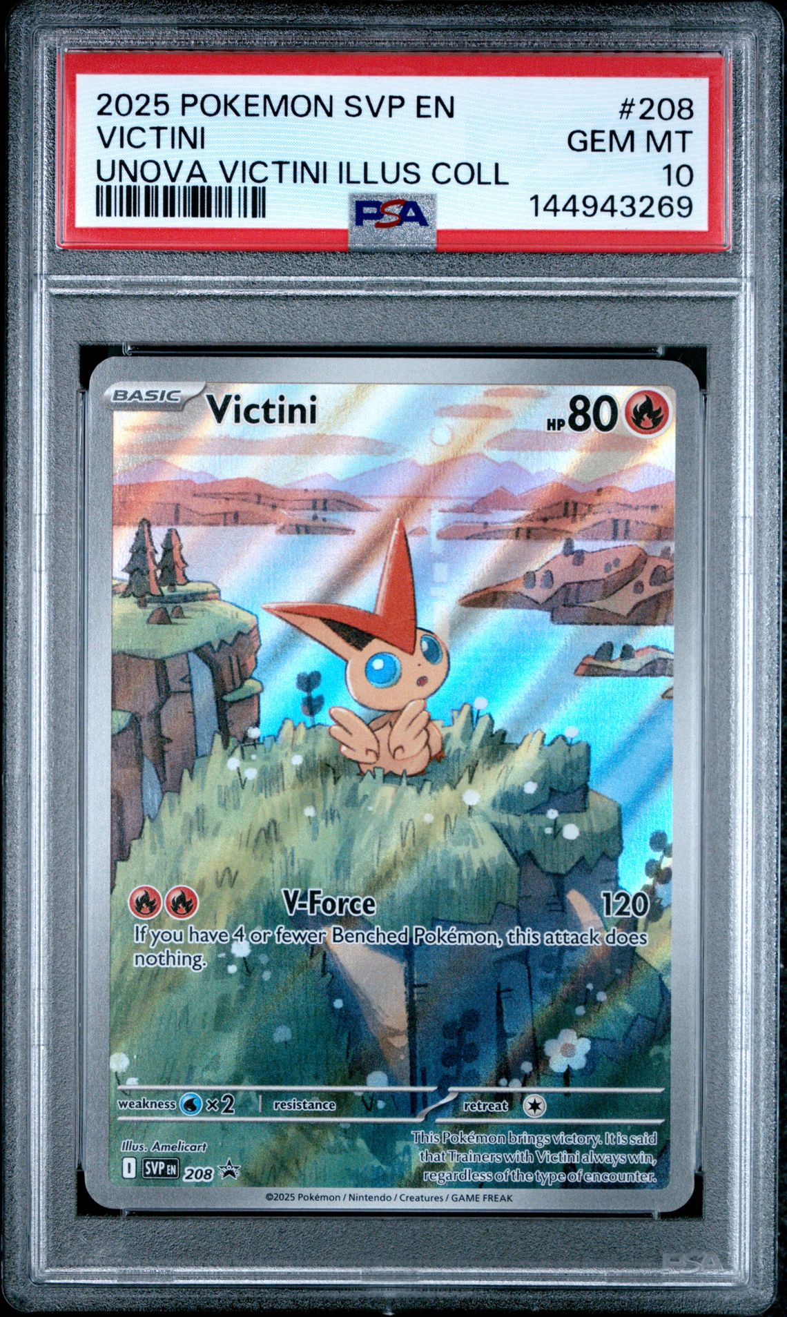 2025 Pokemon Svp En-Sv Black Star Promo Victini #208 (Unova Victini Illus Coll) Gem Mt 10 front