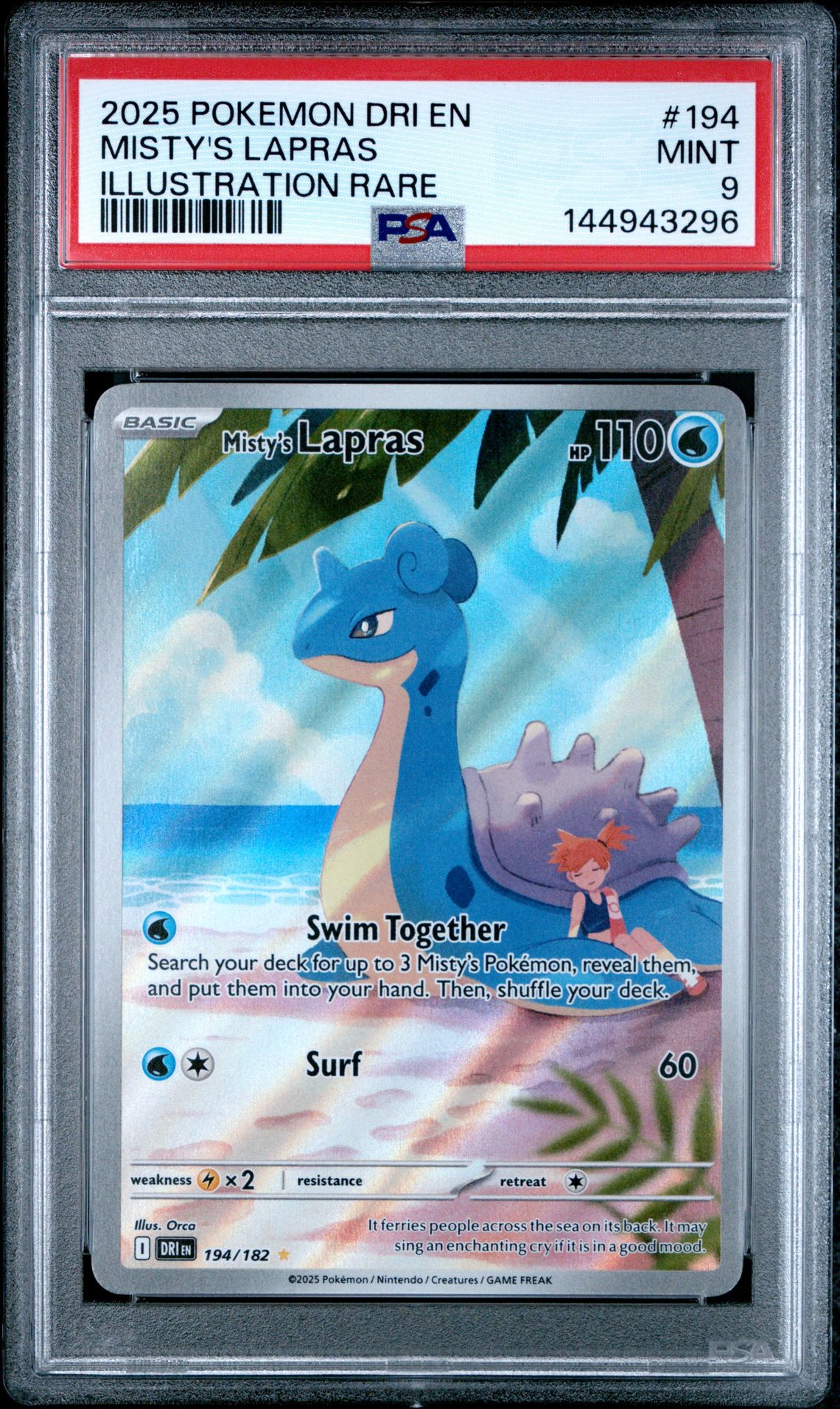 2025 Pokemon Dri En-Destined Rivals Misty's Lapras #194 (Illustration Rare) Mint 9 front
