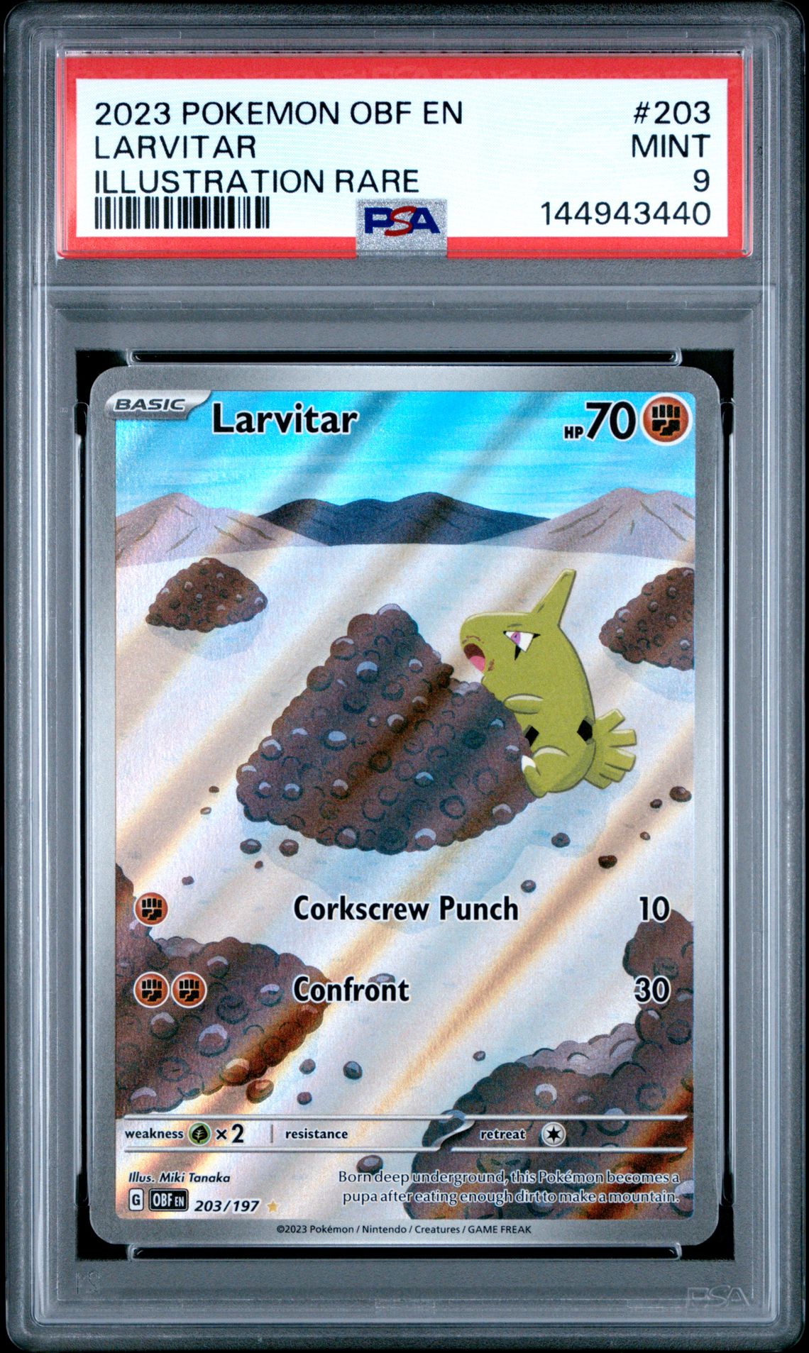 2023 Pokemon Obf En-Obsidian Flames Larvitar #203 (Illustration Rare) Mint 9 front