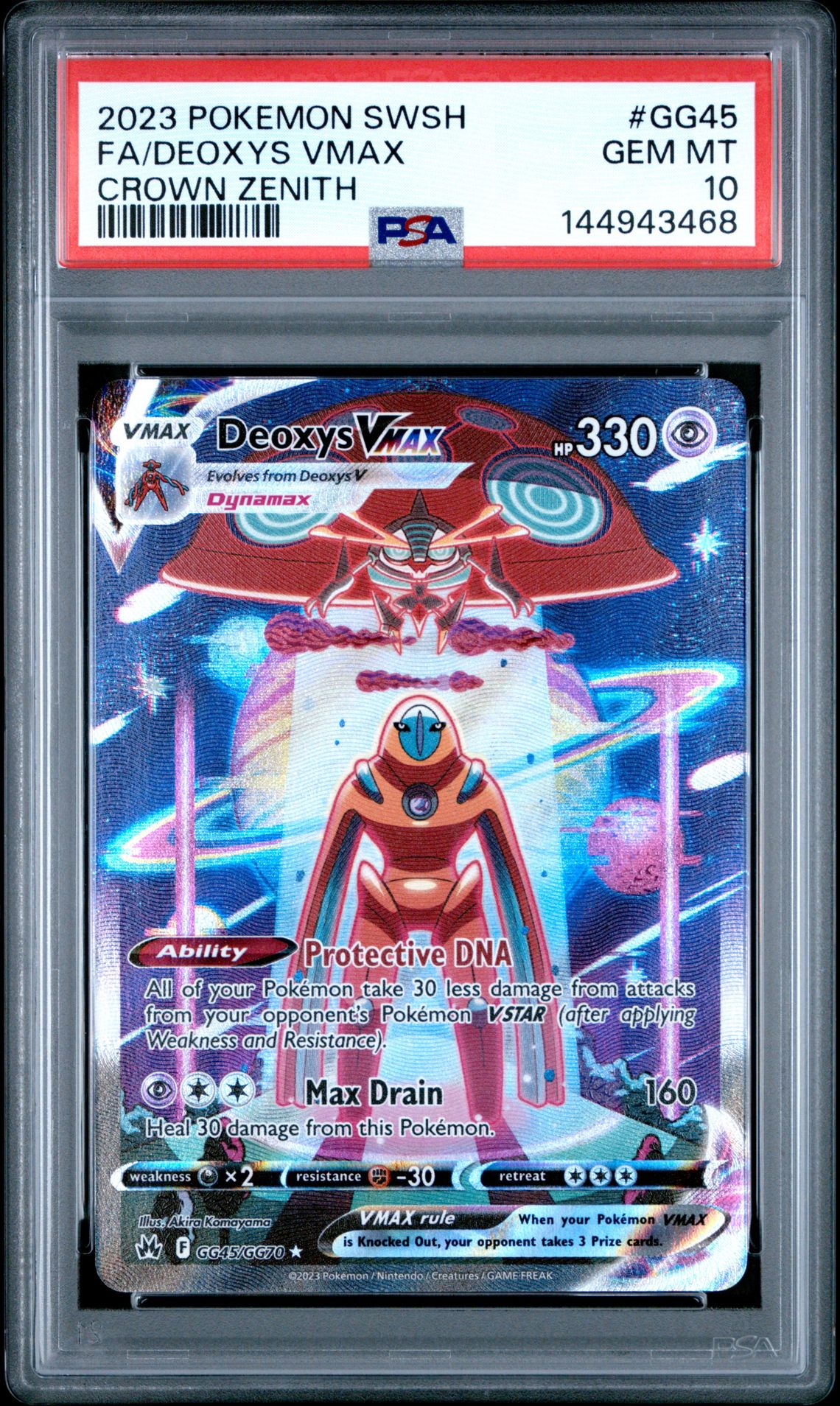 2023 Pokemon Sword And Shield Crown Zenith Fa/Deoxys Vmax #Gg45 (Crown Zenith) Gem Mt 10 front