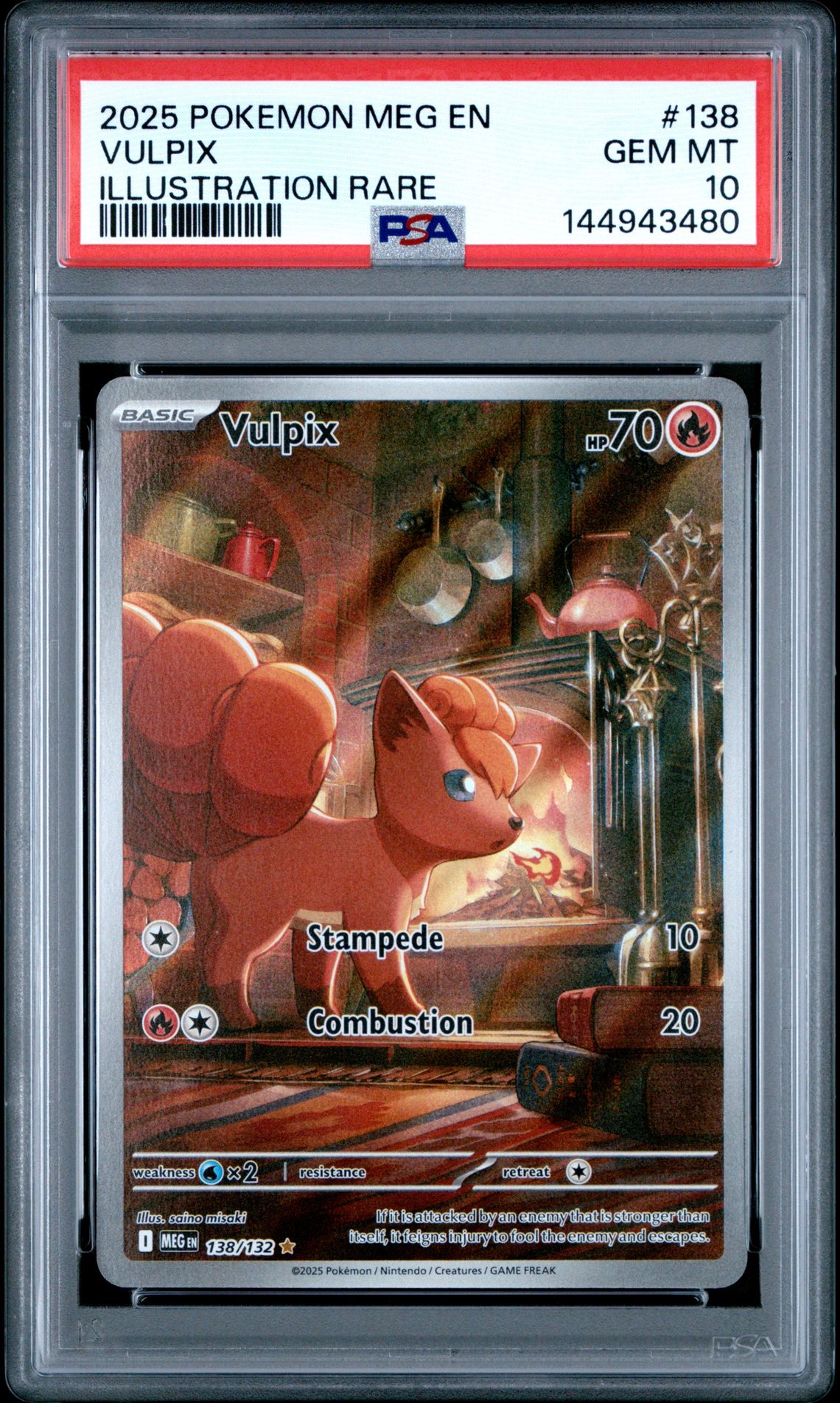 2025 Pokemon Meg En-Mega Evolution Vulpix #138 (Illustration Rare) Gem Mt 10 front
