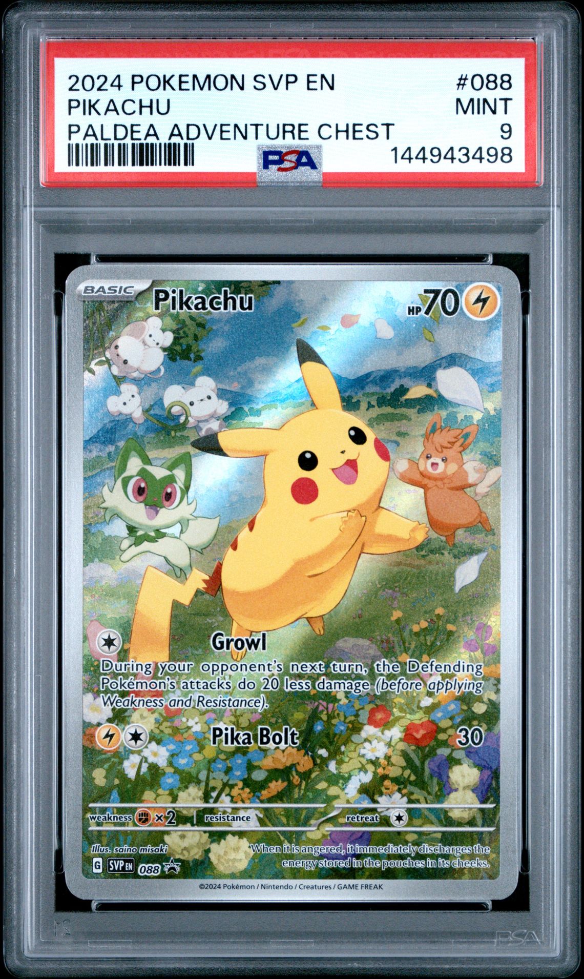 2024 Pokemon Svp En-Sv Black Star Promo Pikachu #088 (Paldea Adventure Chest) Mint 9 front