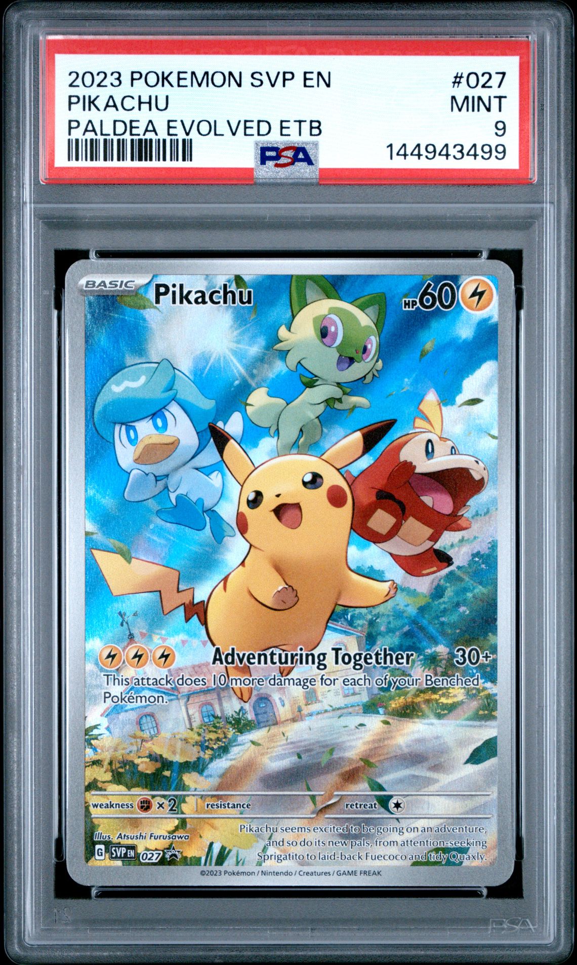 2023 Pokemon Svp En-Sv Black Star Promo Pikachu #027 (Paldea Evolved Etb) Mint 9 front