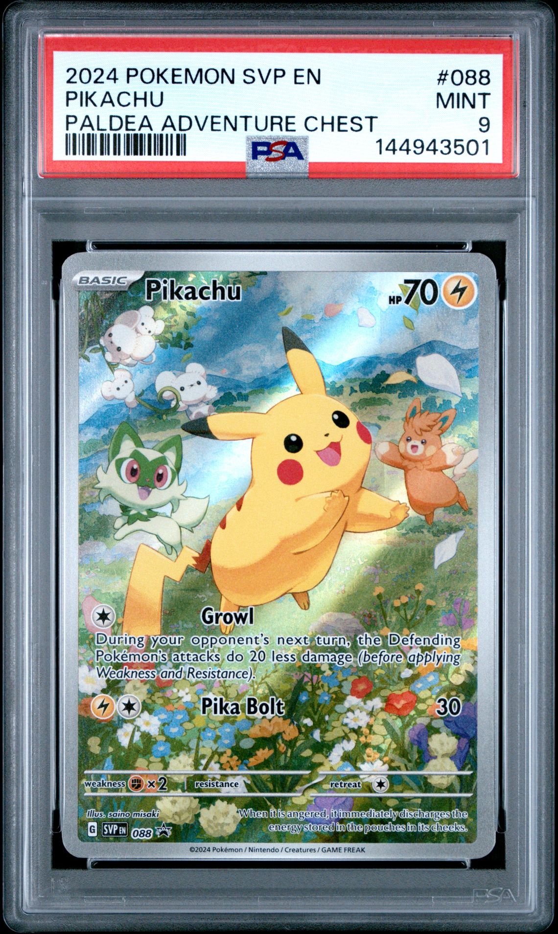 2024 Pokemon Svp En-Sv Black Star Promo Pikachu #088 (Paldea Adventure Chest) Mint 9 front