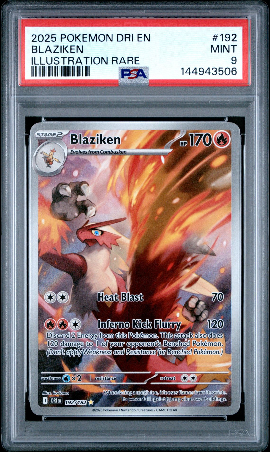 2025 Pokemon Dri En-Destined Rivals Blaziken #192 (Illustration Rare) Mint 9 front