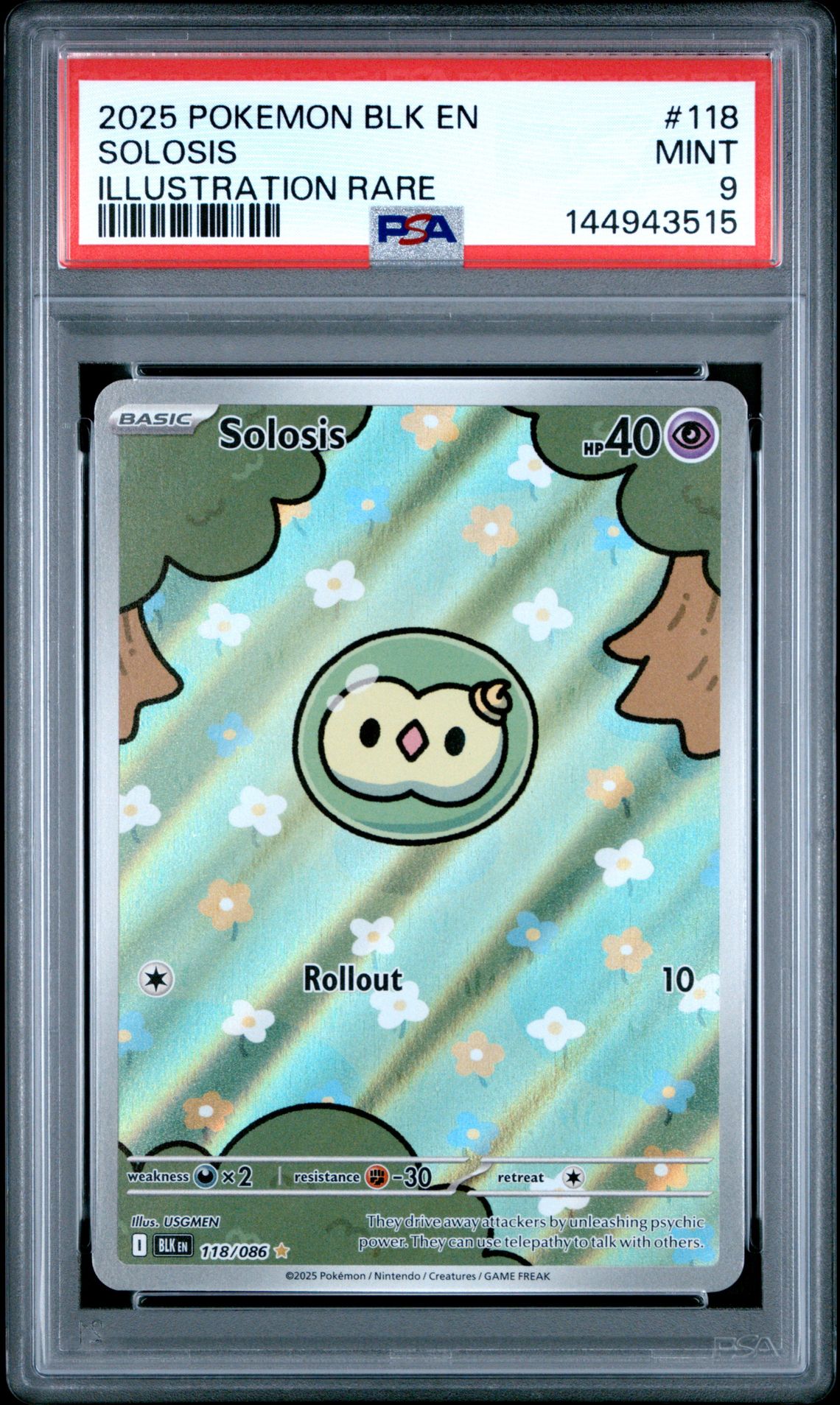 2025 Pokemon Blk En-Black Bolt Solosis #118 (Illustration Rare) Mint 9 front