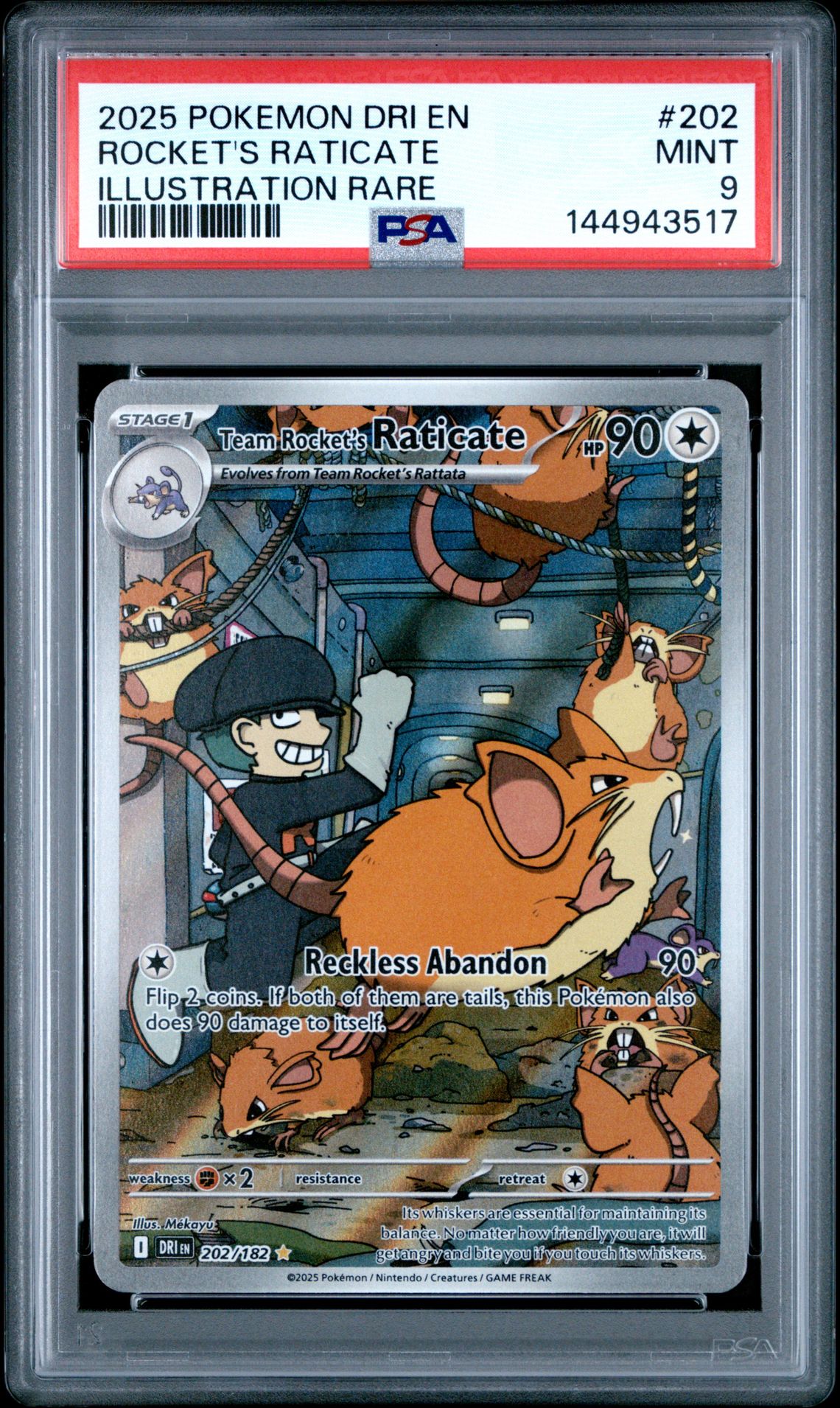 2025 Pokemon Dri En-Destined Rivals Rocket's Raticate #202 (Illustration Rare) Mint 9 front
