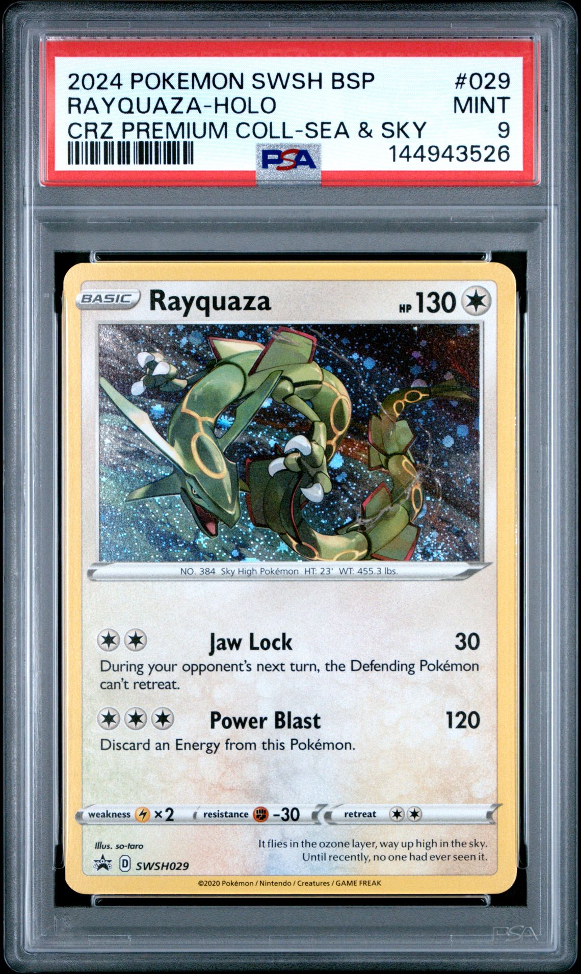 2024 Pokemon Swsh Black Star Promo Rayquaza-Holo #029 (Crz Premium Coll-Sea & Sky) Mint 9 front