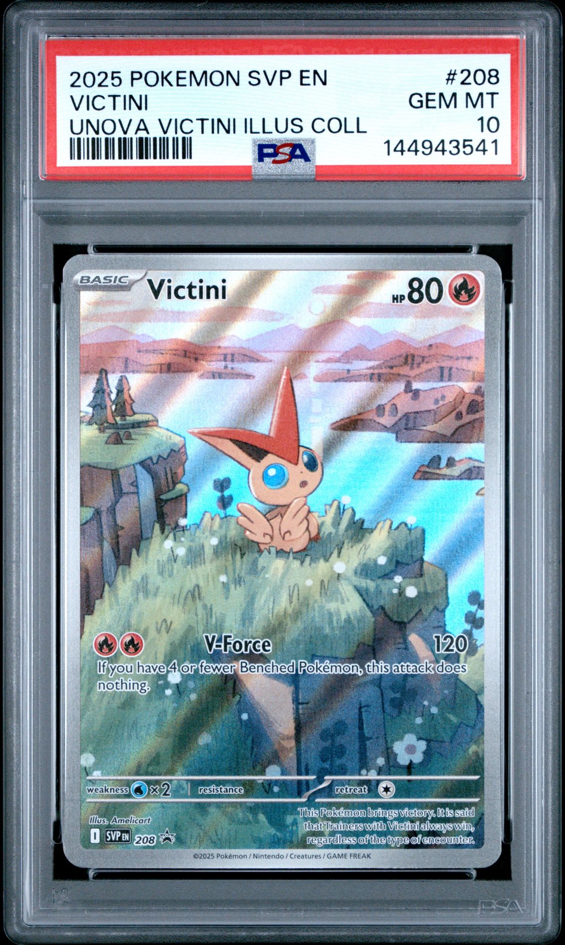 2025 Pokemon Svp En-Sv Black Star Promo Victini #208 (Unova Victini Illus Coll) Gem Mt 10 front