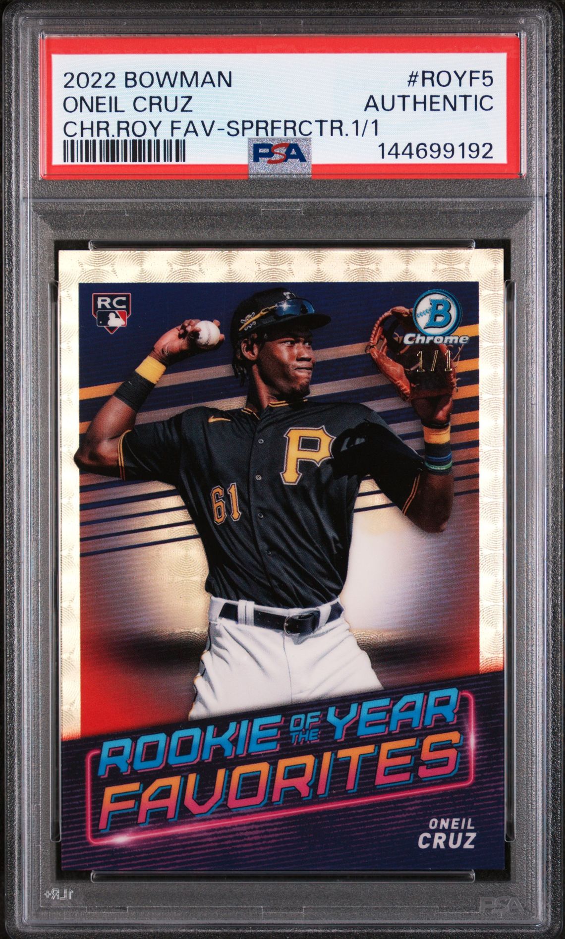 2022 Bowman Bowman Chrome CHR.ROY FAV-SPRFRCTR.1/1 #ROYF5 Oneil Cruz front