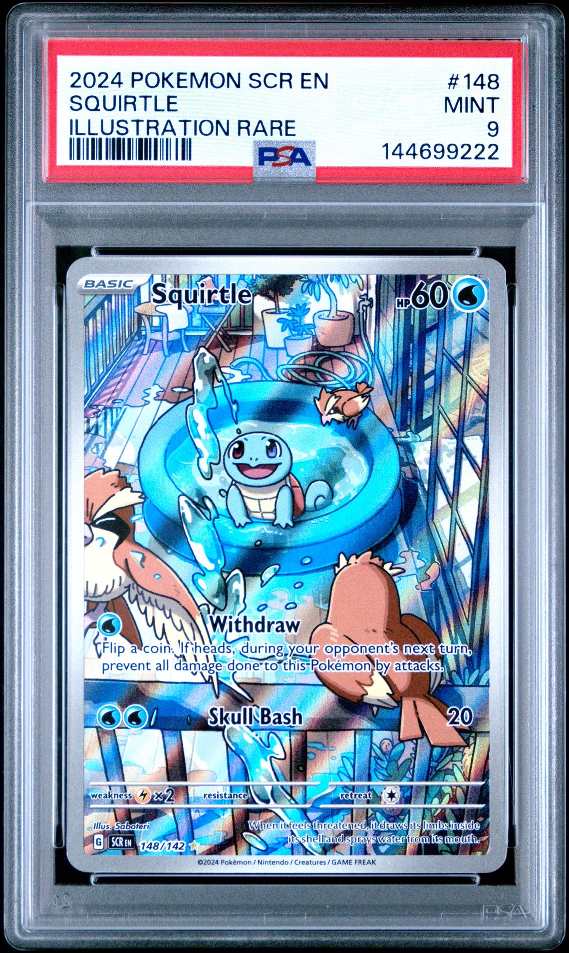 2024 Pokemon Scr En-Stellar Crown Squirtle #148 (Illustration Rare) Mint 9 front