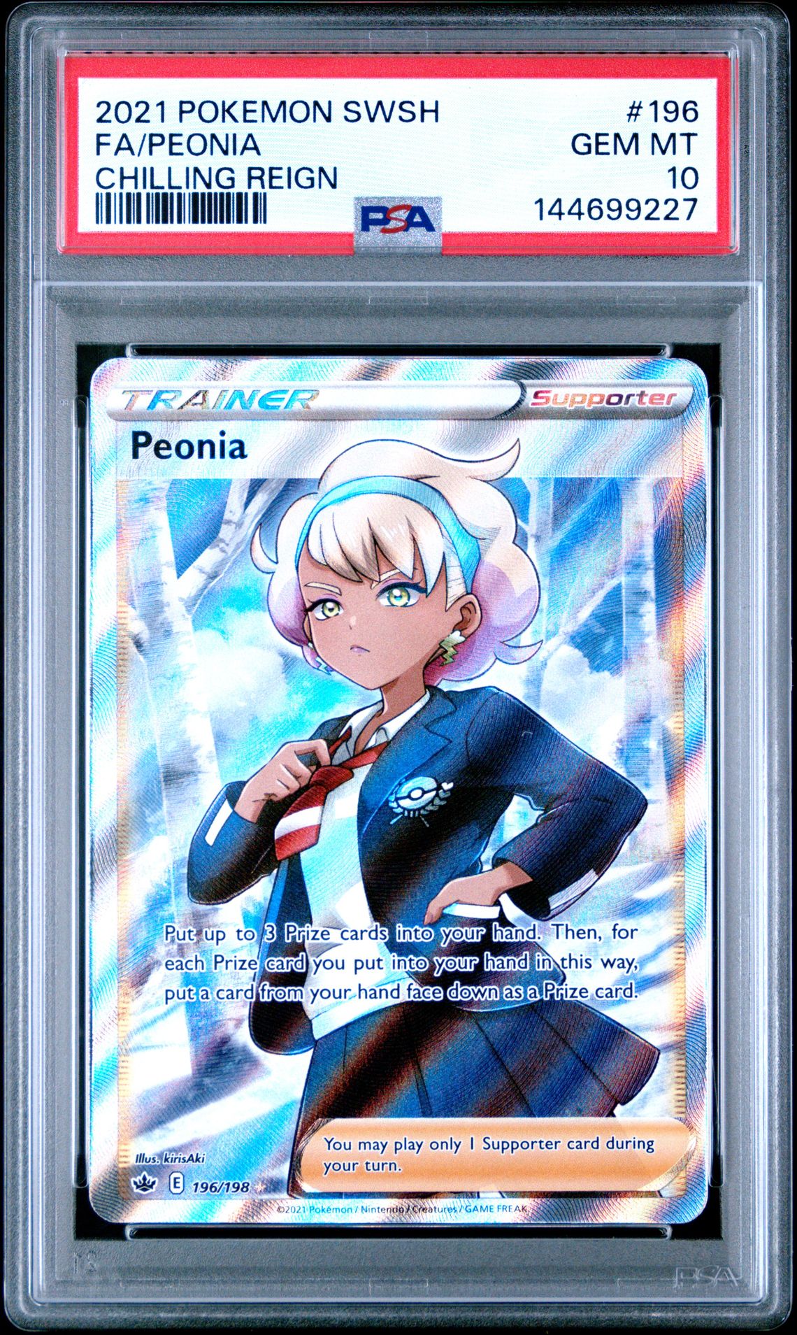 2021 Pokemon Sword & Shield Chilling Reign Fa/Peonia #196 (Chilling Reign) Gem Mt 10 front