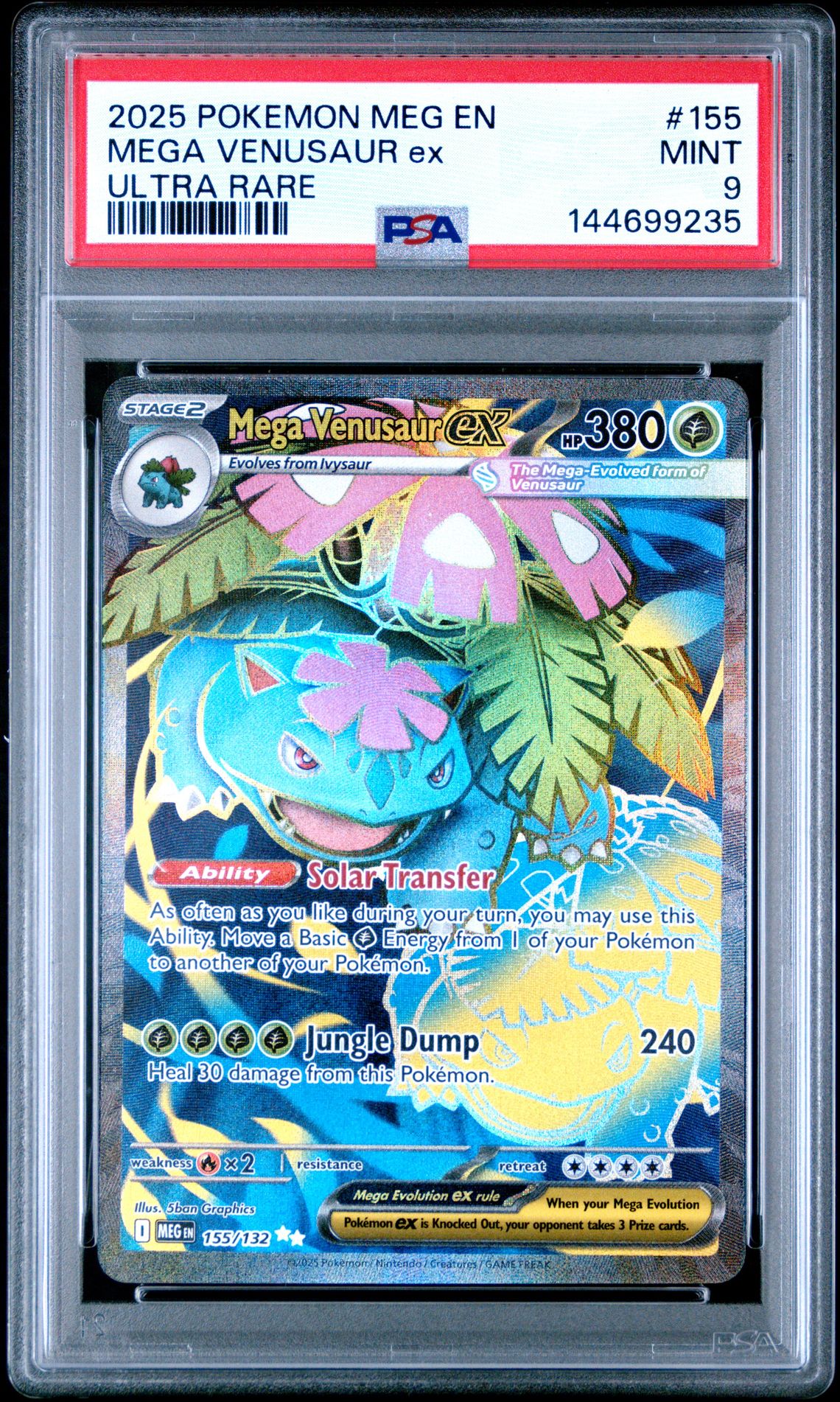 2025 Pokemon Meg En-Mega Evolution Mega Venusaur Ex #155 (Ultra Rare) Mint 9 front