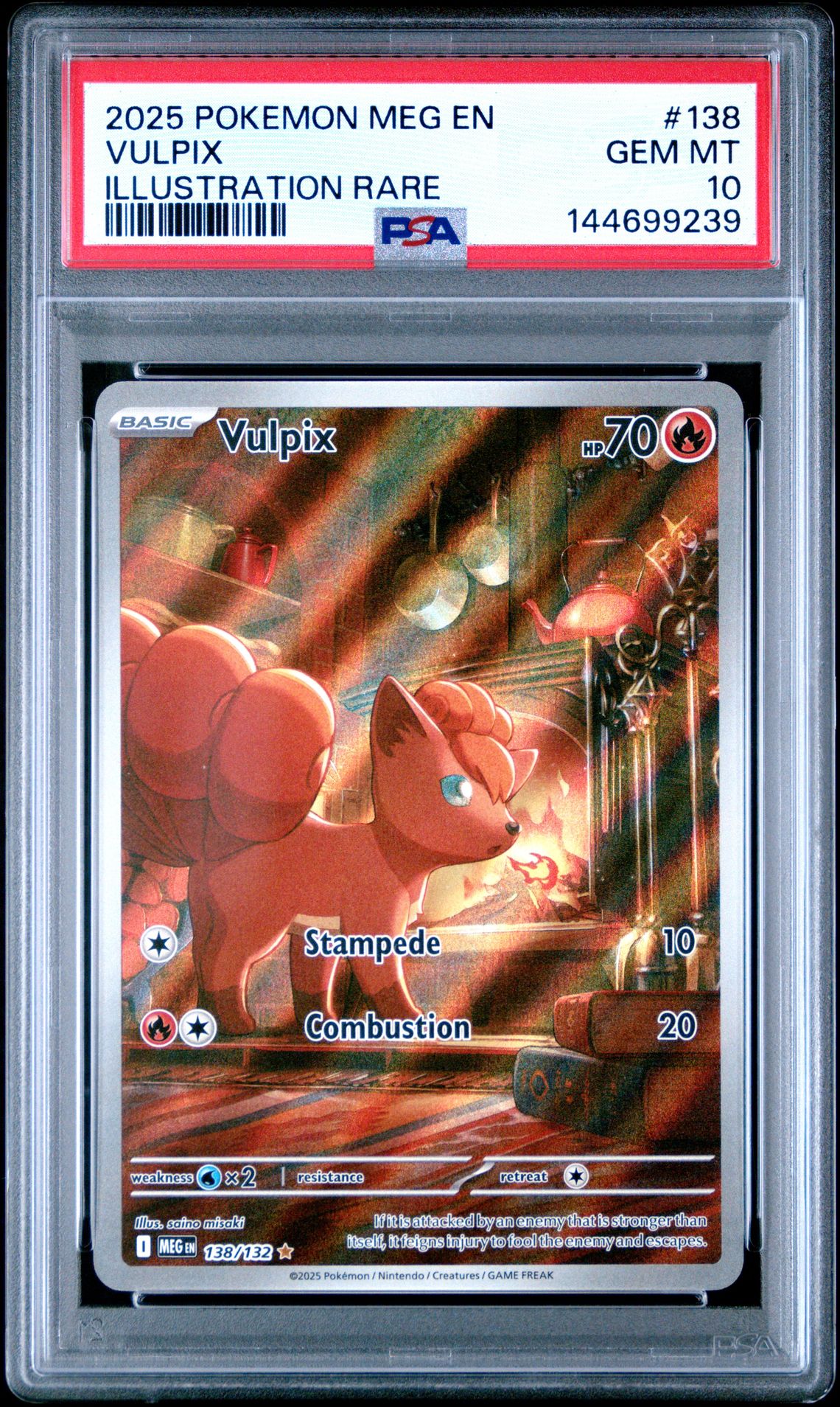 2025 Pokemon Meg En-Mega Evolution Vulpix #138 (Illustration Rare) Gem Mt 10 front