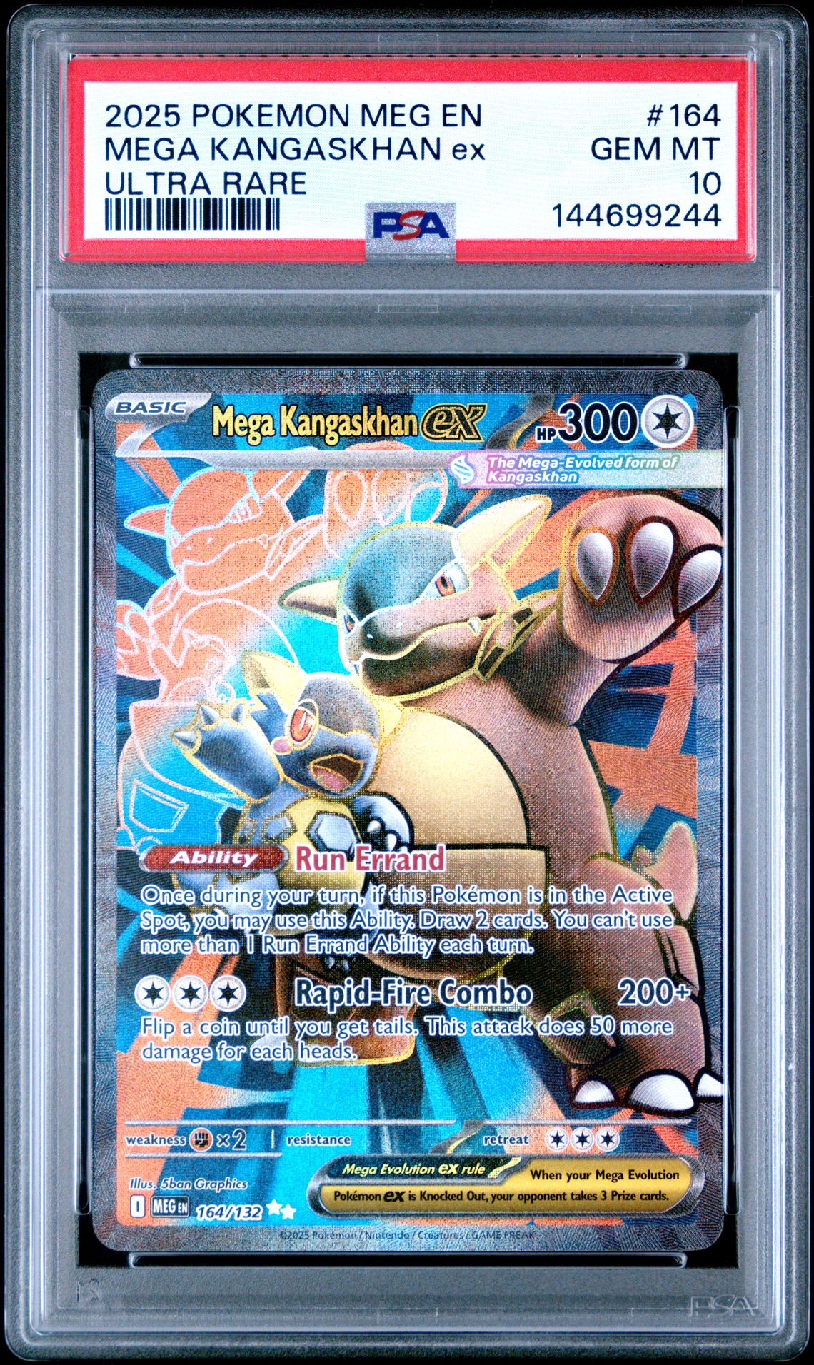 2025 Pokemon Meg En-Mega Evolution Mega Kangaskhan Ex #164 (Ultra Rare) Gem Mt 10 front