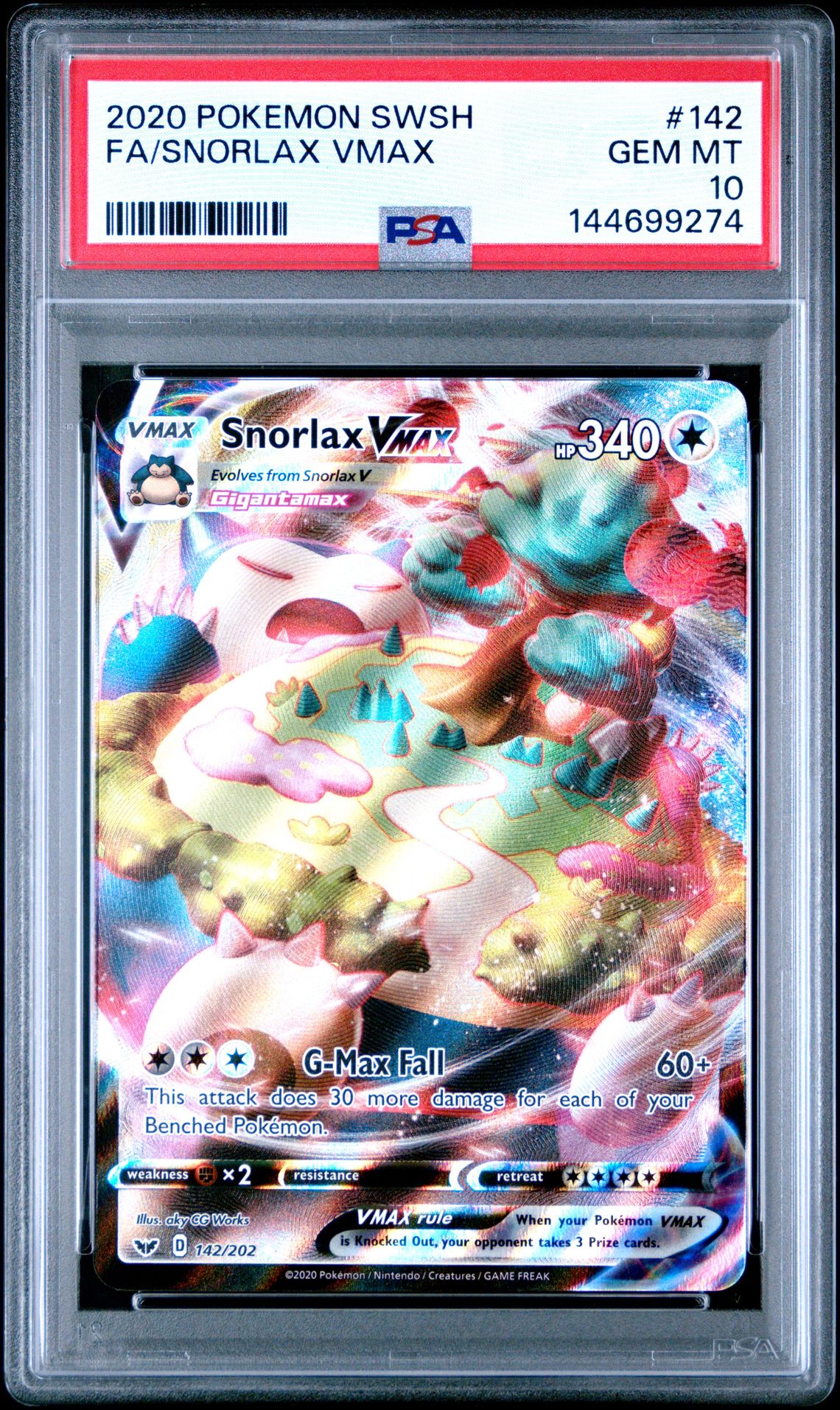 2020 Pokemon Sword & Shield Fa/Snorlax Vmax #142 Gem Mt 10 front