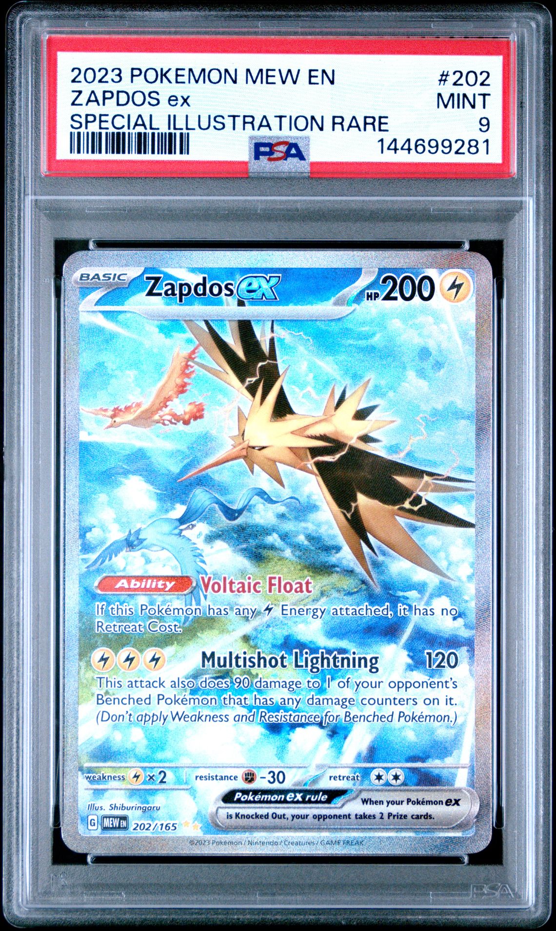 2023 Pokemon Mew En-151 Zapdos Ex #202 (Special Illustration Rare) Mint 9 front