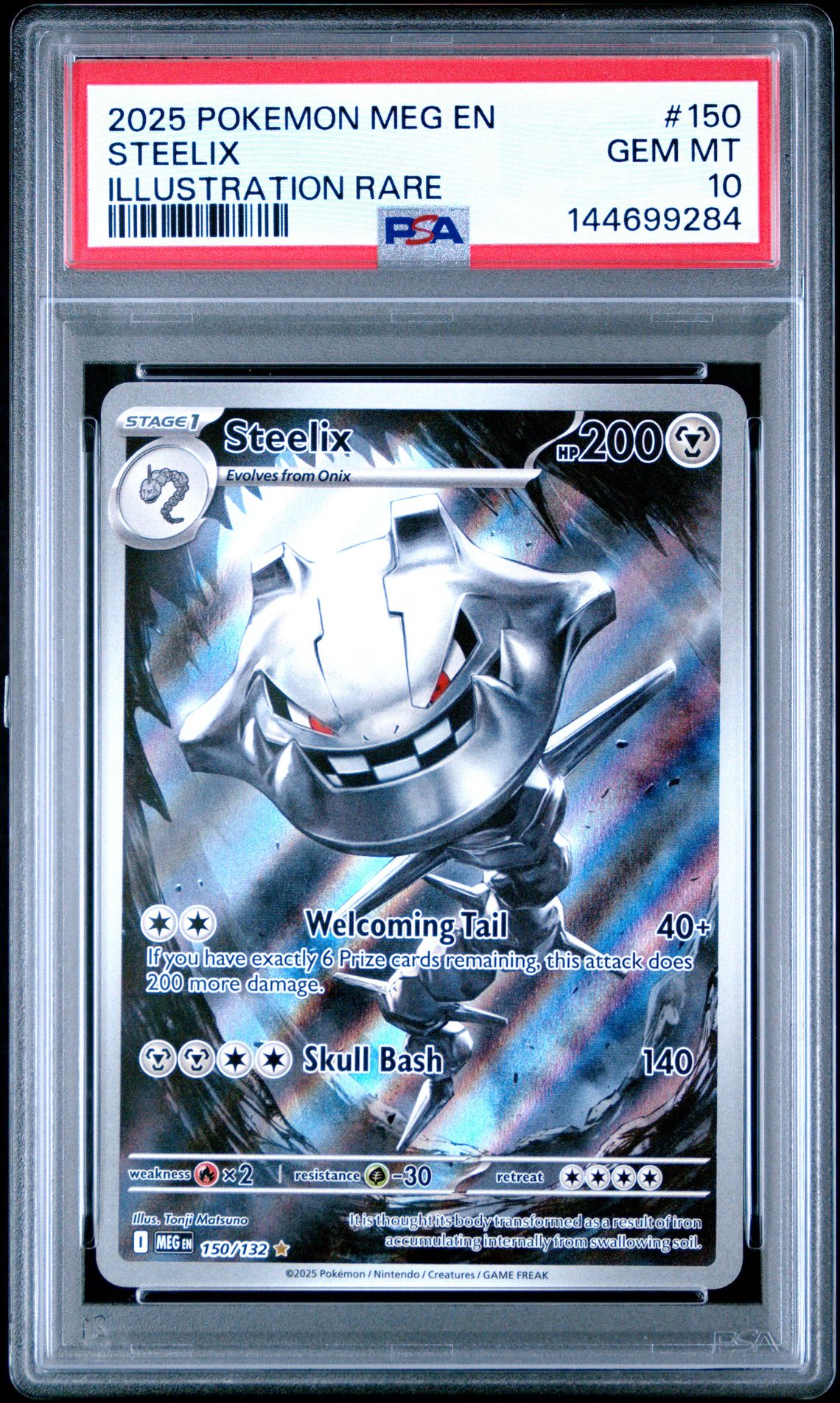 2025 Pokemon Meg En-Mega Evolution Steelix #150 (Illustration Rare) Gem Mt 10 front