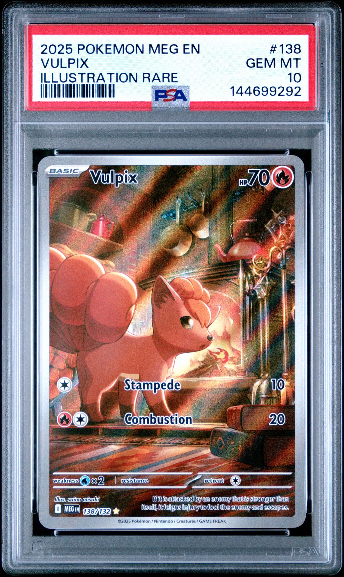 2025 Pokemon Meg En-Mega Evolution Vulpix #138 (Illustration Rare) Gem Mt 10 front