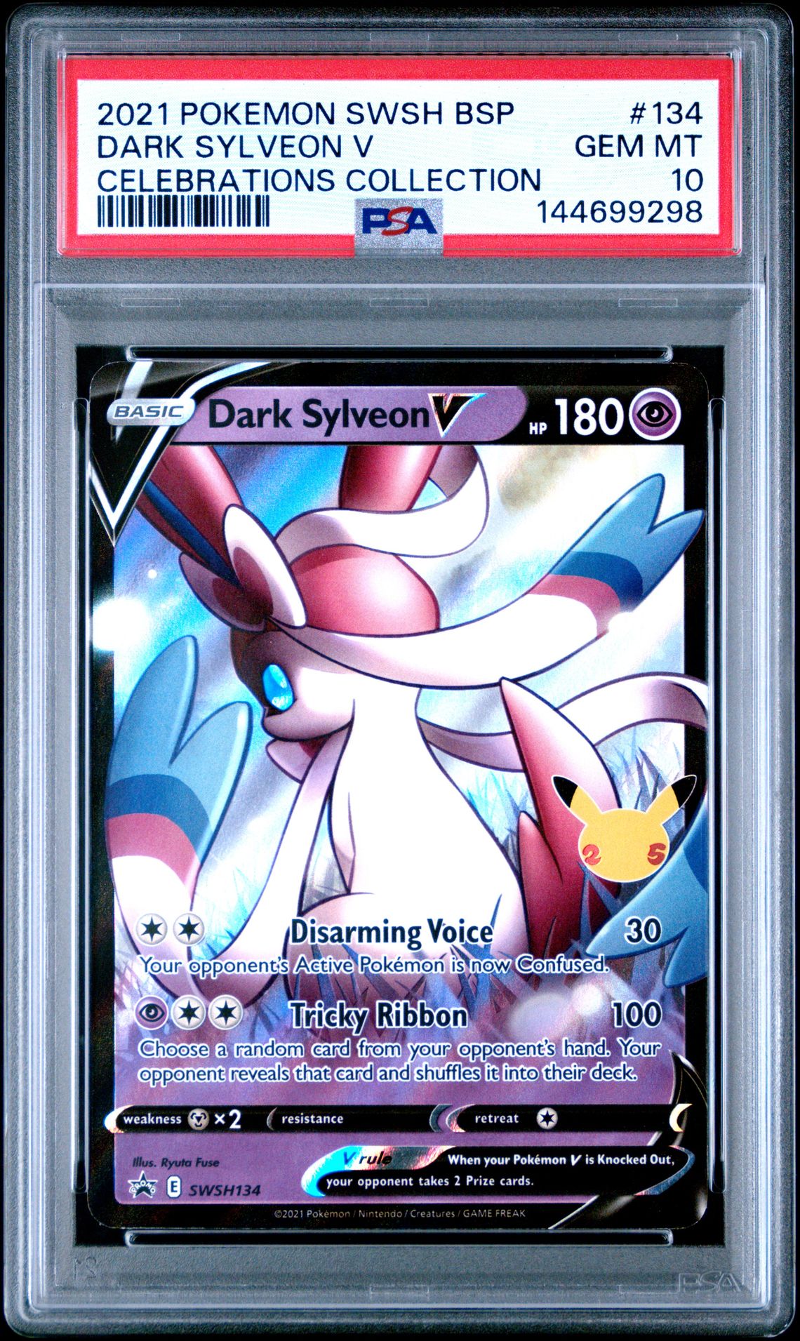 2021 Pokemon Swsh Black Star Promo Dark Sylveon V #134 (Celebrations Collection) Gem Mt 10 front