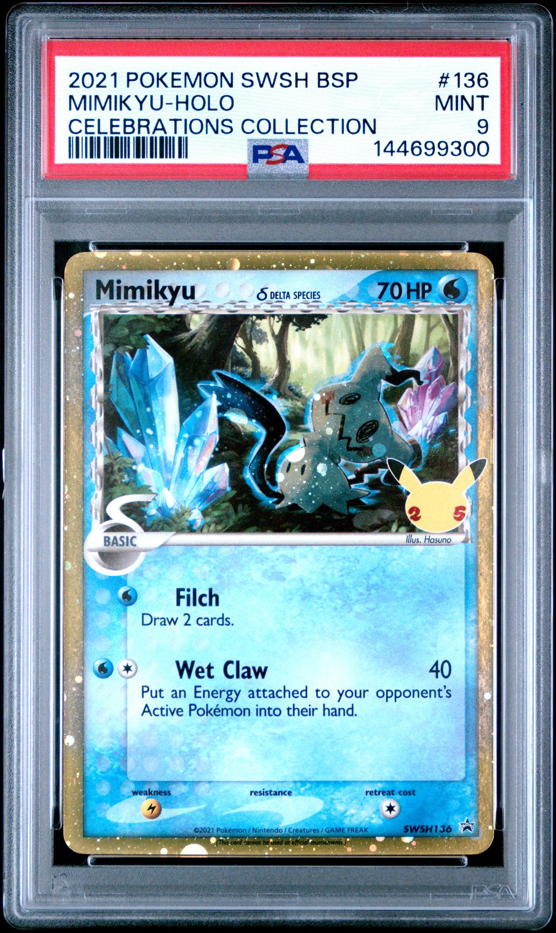 2021 Pokemon Swsh Black Star Promo Mimikyu-Holo #136 (Celebrations Collection) Mint 9 front