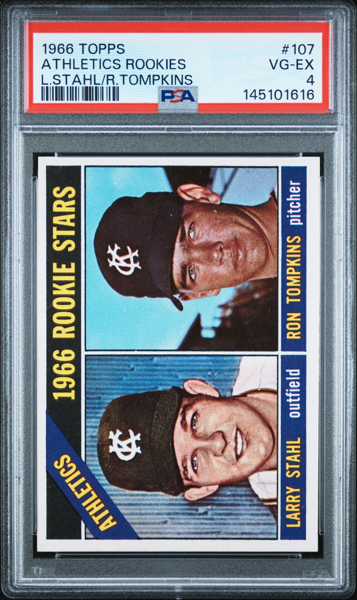 1966 Topps TOPPS L.STAHL/R.TOMPKINS #107 Athletics Rookies front